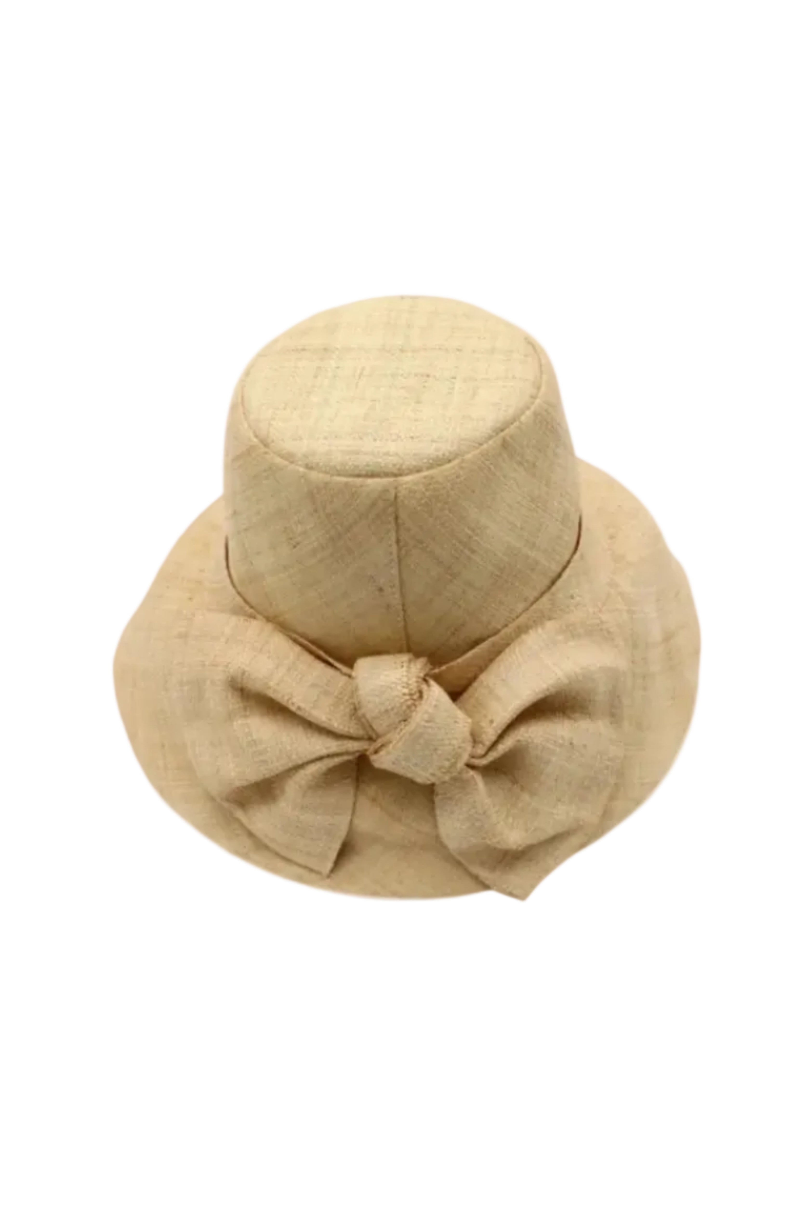 Cara Natural straw color big bow embellishment handmade loomed raffia straw bucket style cloche sun hat with matching oversized bow - Shebobo