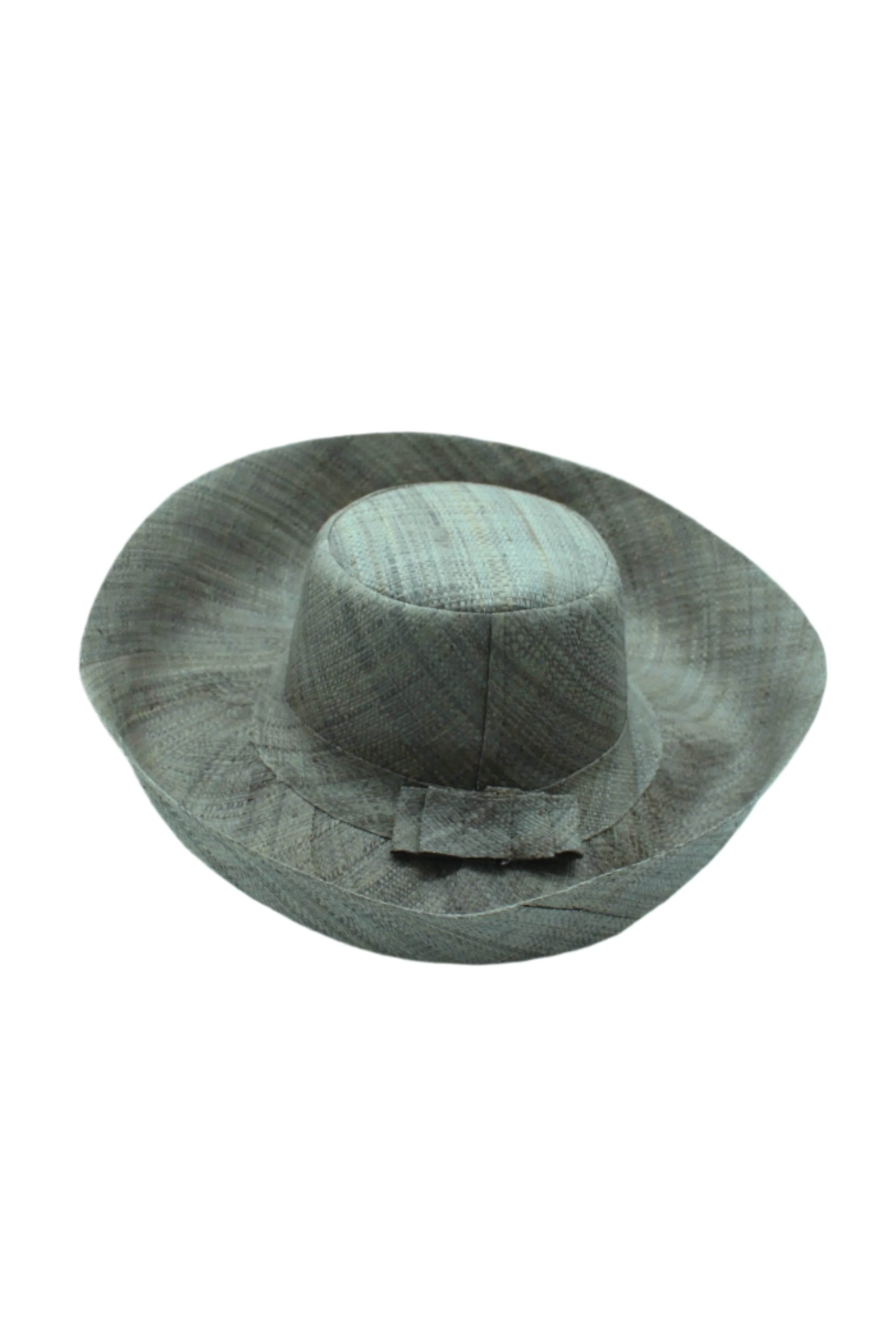 Monica 5" & 7" Wide Brim Sea Sage Packable Straw Sun Hat handmade loomed raffia in a solid hue of blue/green/dark grey lightweight malleable flexible sun protection hat - Shebobo