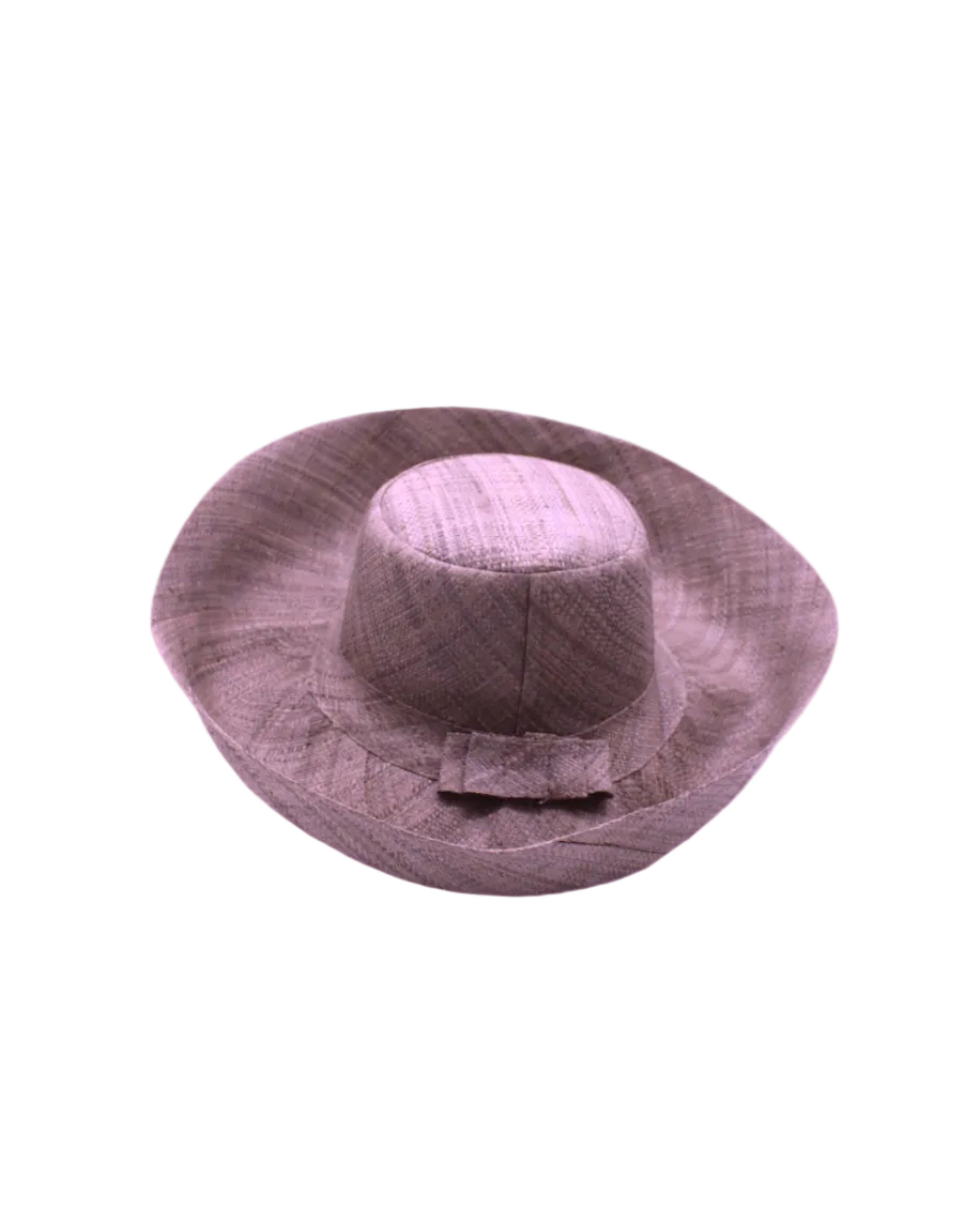 Monica 5" & 7" Wide Brim Violet Smoke Packable Straw Sun Hat handmade loomed raffia in a solid hue of purple/grey lightweight malleable flexible sun protection hat - Shebobo