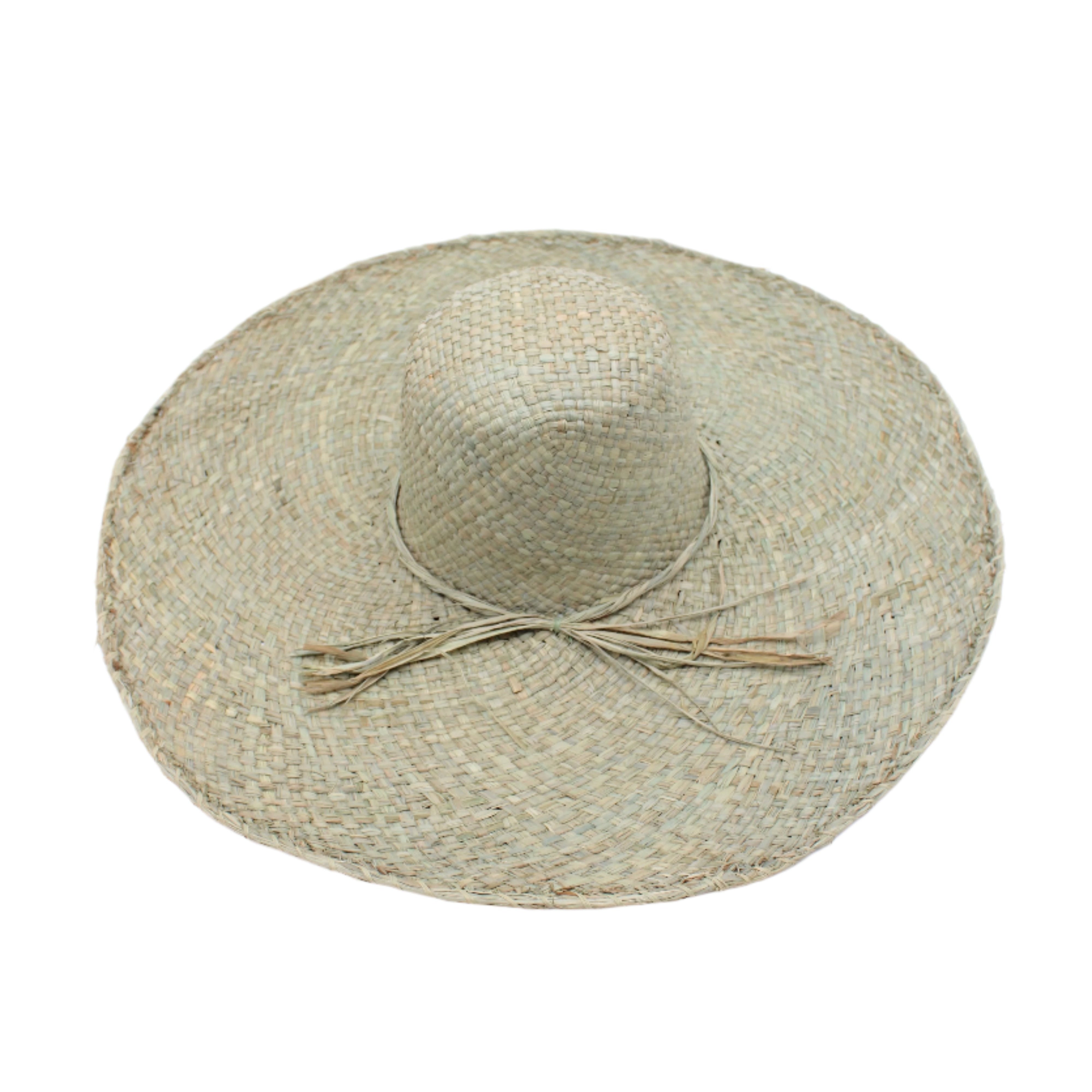 7" Wide Brim Natasha Ocean Mist Woven XL Straw Sun Hat handmade woven natural raffia palm fiber in a solid hue of ocean mist sage/green with matching adjustable twisted raffia hat band and and extra wide brim - Shebobo