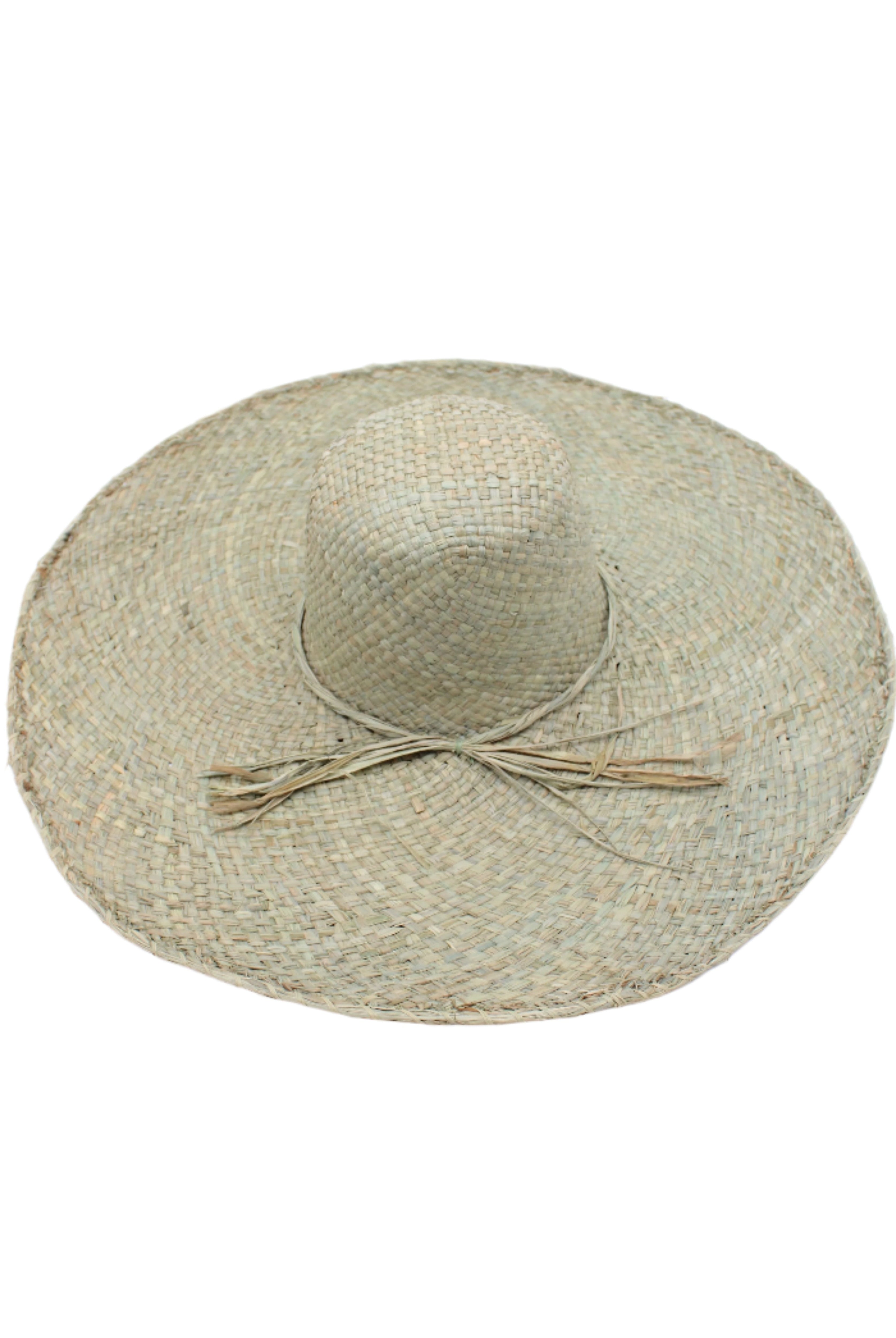 7" Wide Brim Natasha Ocean Mist Woven XL Straw Sun Hat handmade woven natural raffia palm fiber in a solid hue of ocean mist sage/green with matching adjustable twisted raffia hat band and and extra wide brim - Shebobo