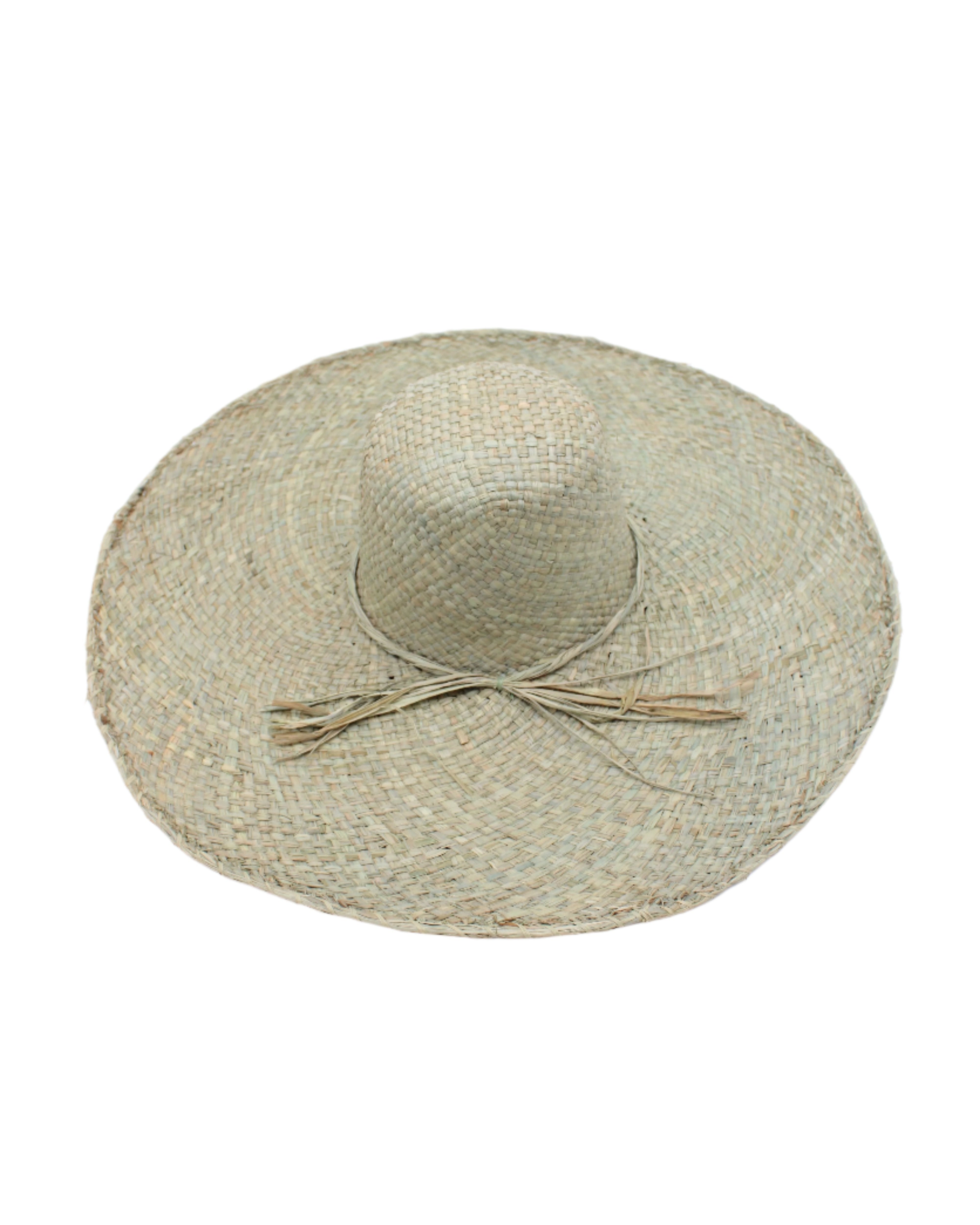 7" Wide Brim Natasha Ocean Mist Woven XL Straw Sun Hat handmade woven natural raffia palm fiber in a solid hue of ocean mist sage/green with matching adjustable twisted raffia hat band and and extra wide brim - Shebobo