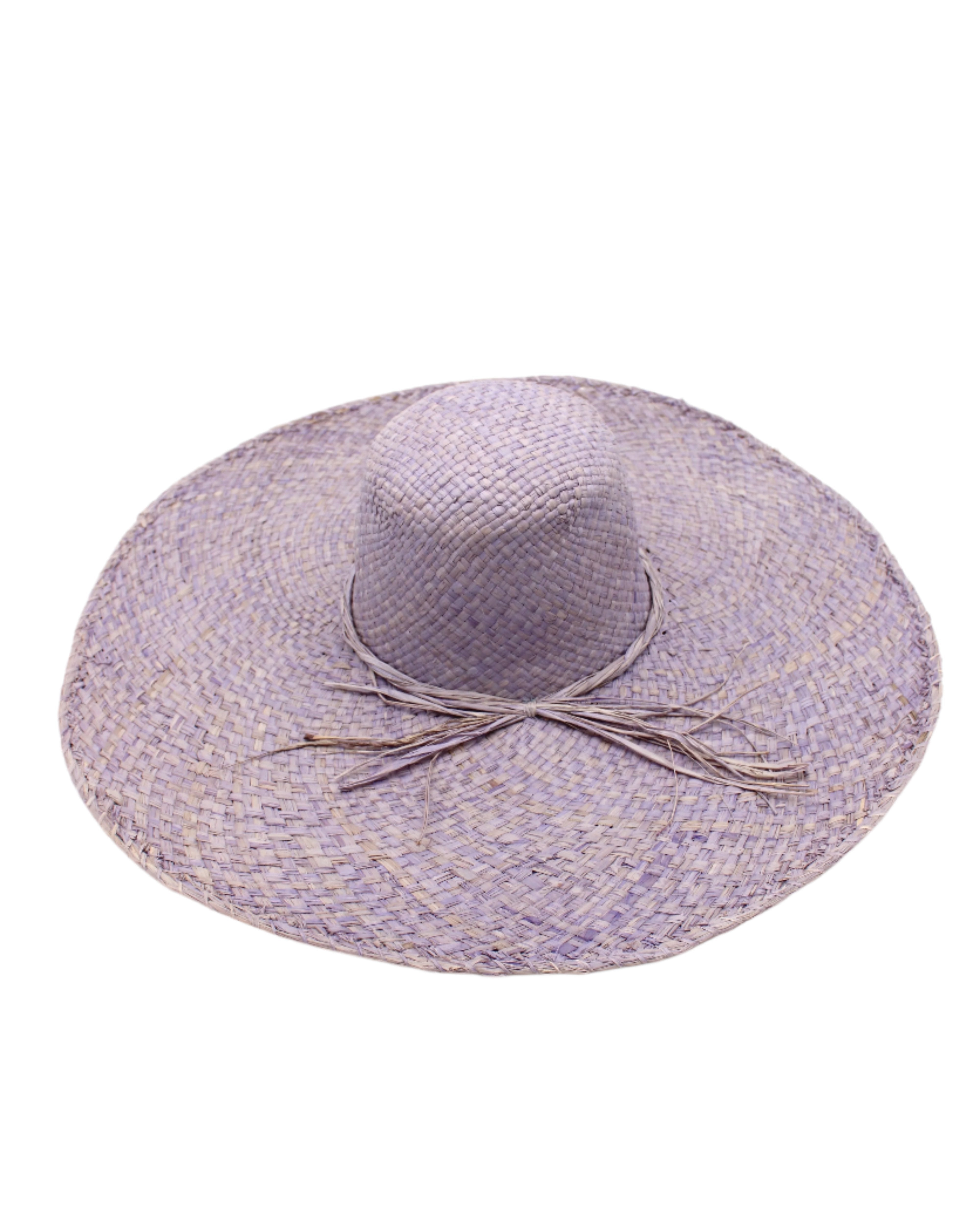 7" Wide Brim Natasha Wisteria Woven XL Straw Sun Hat handmade woven natural raffia palm fiber in a solid hue of wisteria/lavender/lilac pink/purple with matching adjustable twisted raffia hat band and and extra wide brim - Shebobo