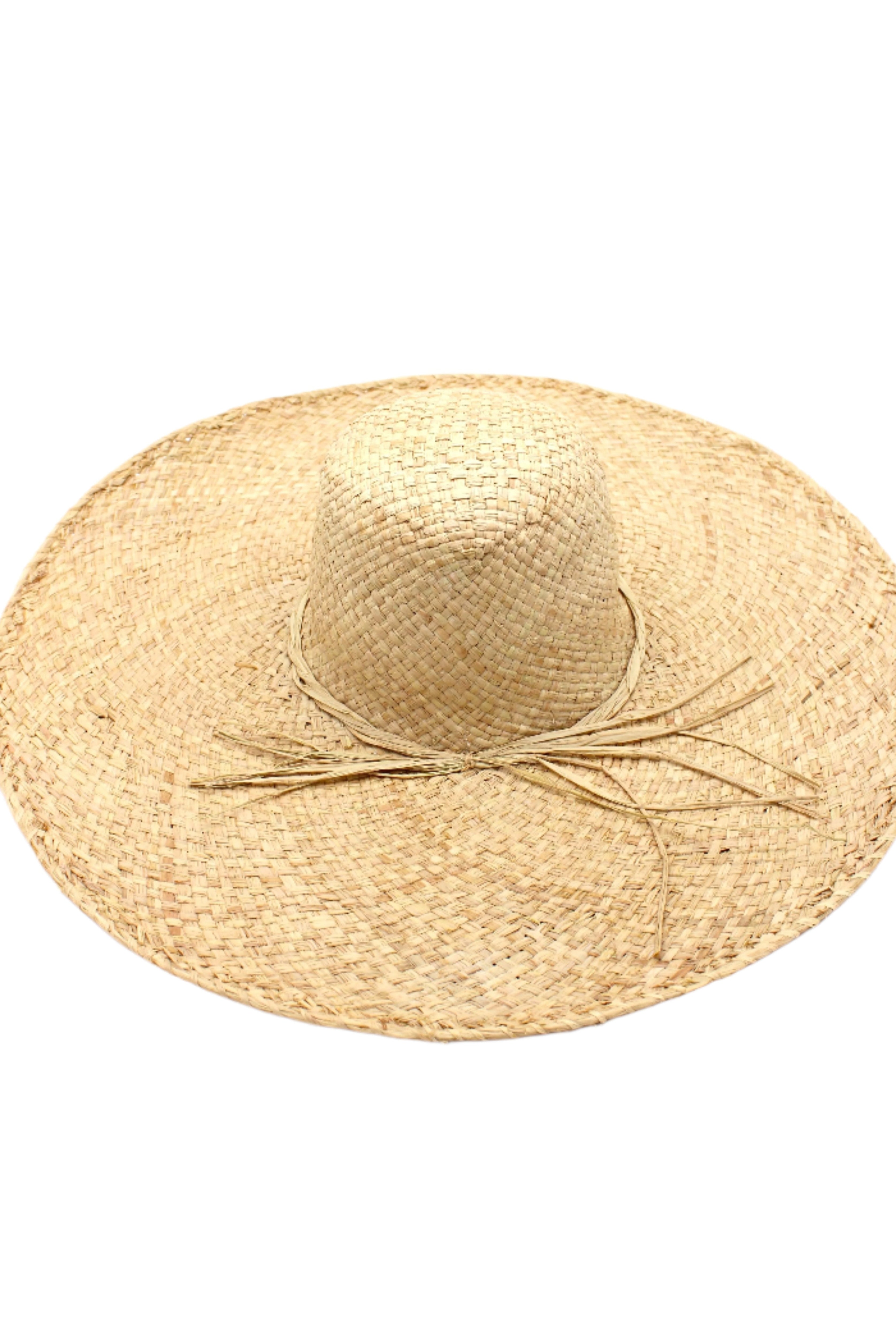 7" Wide Brim Natasha Natural Woven XL Straw Sun Hat handmade woven natural raffia palm fiber in a solid hue of natural straw color with matching adjustable twisted raffia hat band and and extra wide brim - Shebobo