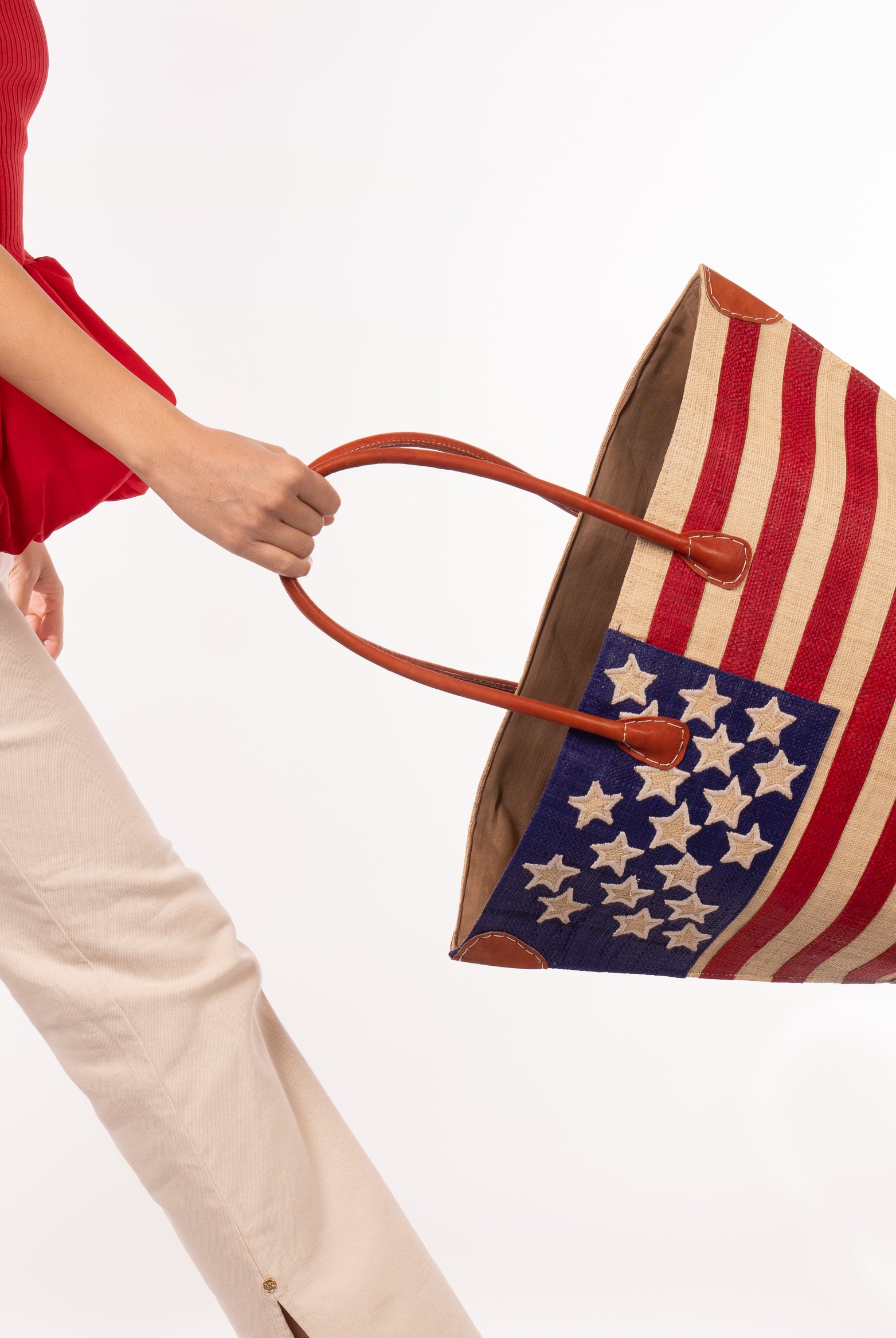 American Flag Straw Tote Bag - Shebobo