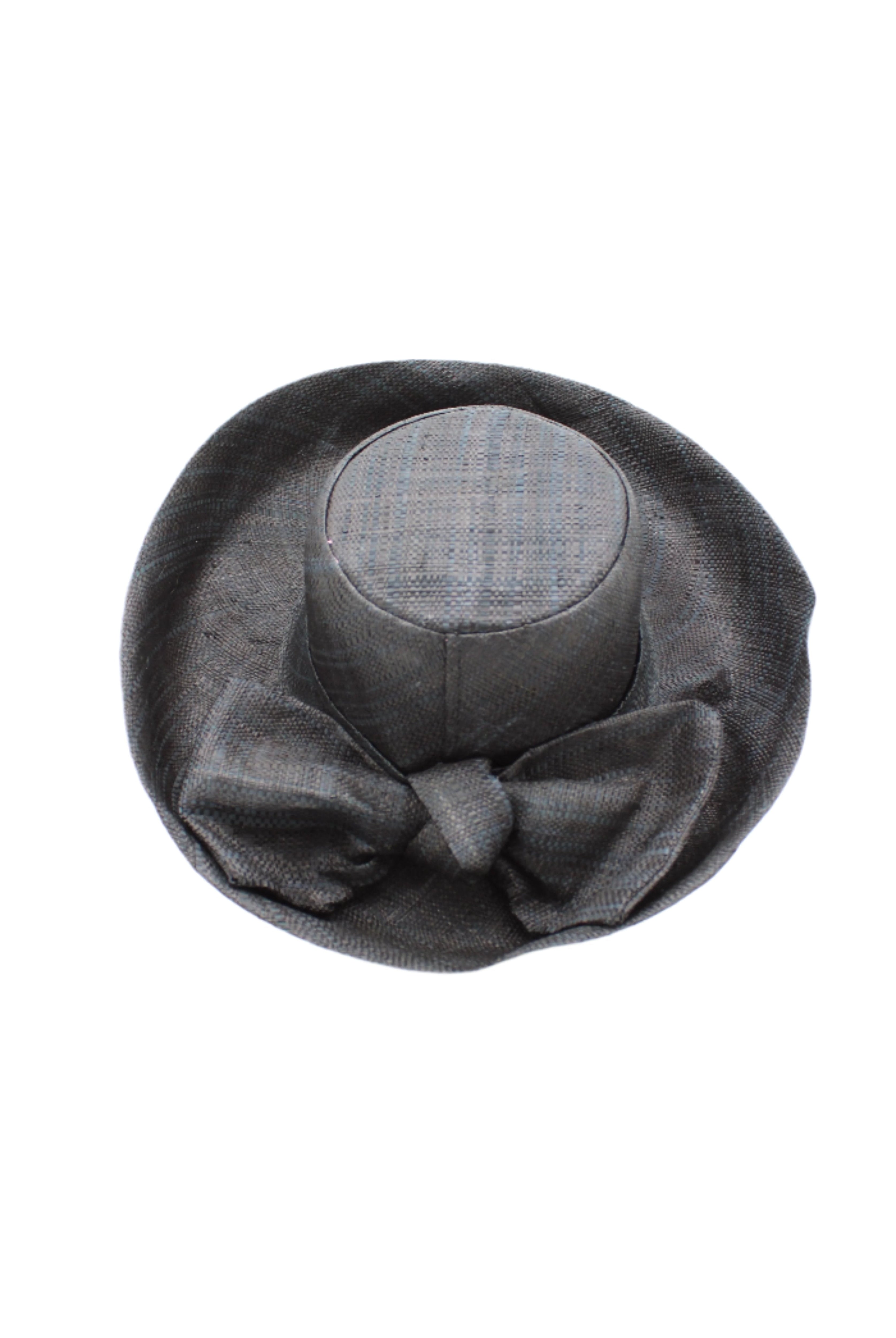 Audrey 5" & 7" Wide Brim Solid Color Straw Sun Hats with Big Bow handmade loomed natural raffia straw fiber in a solid hue of black with matching oversized big bow embellishment hat band - Shebobo