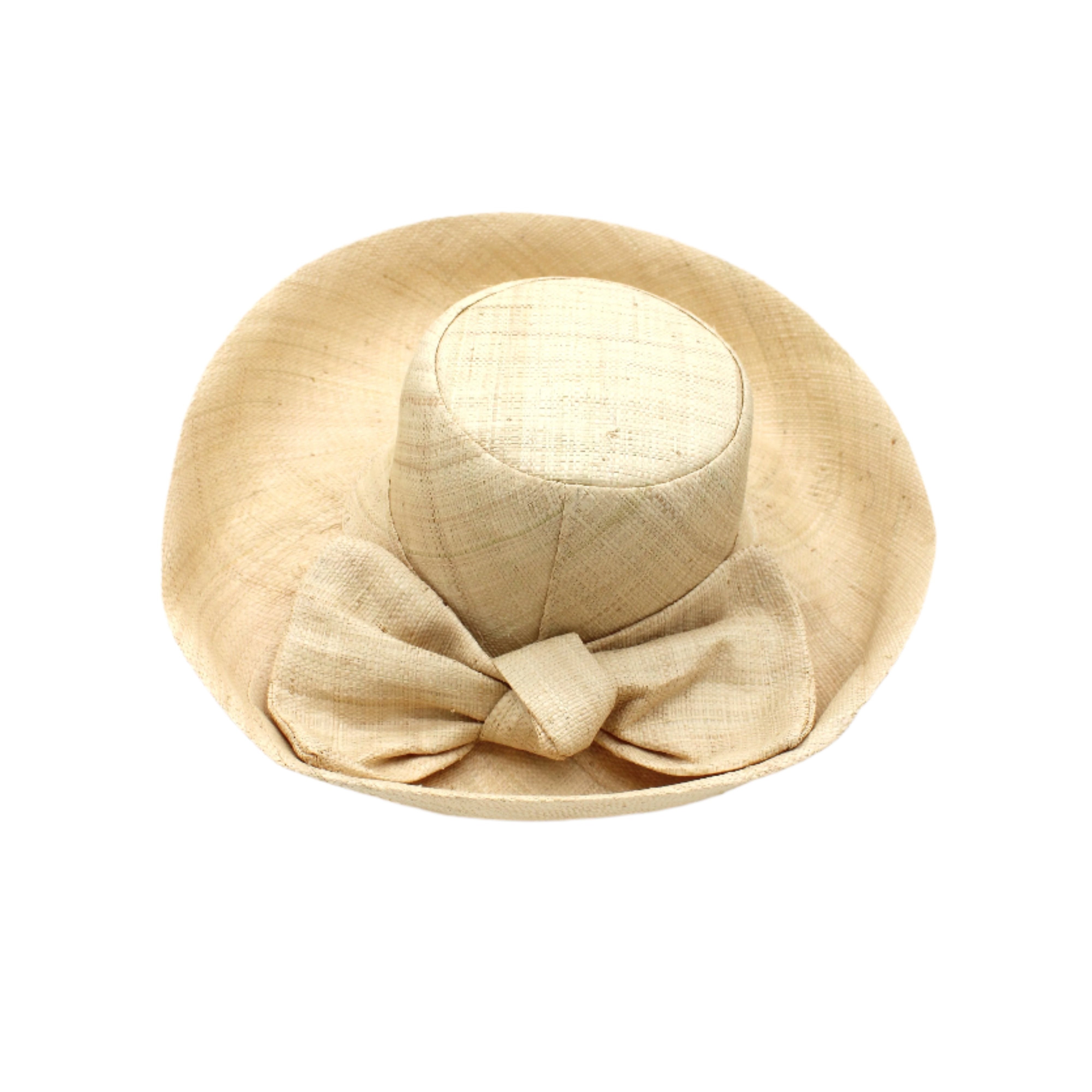 Audrey 5" & 7" Wide Brim Solid Color Straw Sun Hats with Big Bow handmade loomed natural raffia straw fiber in a solid hue of natural straw color with matching oversized big bow embellishment hat band - Shebobo