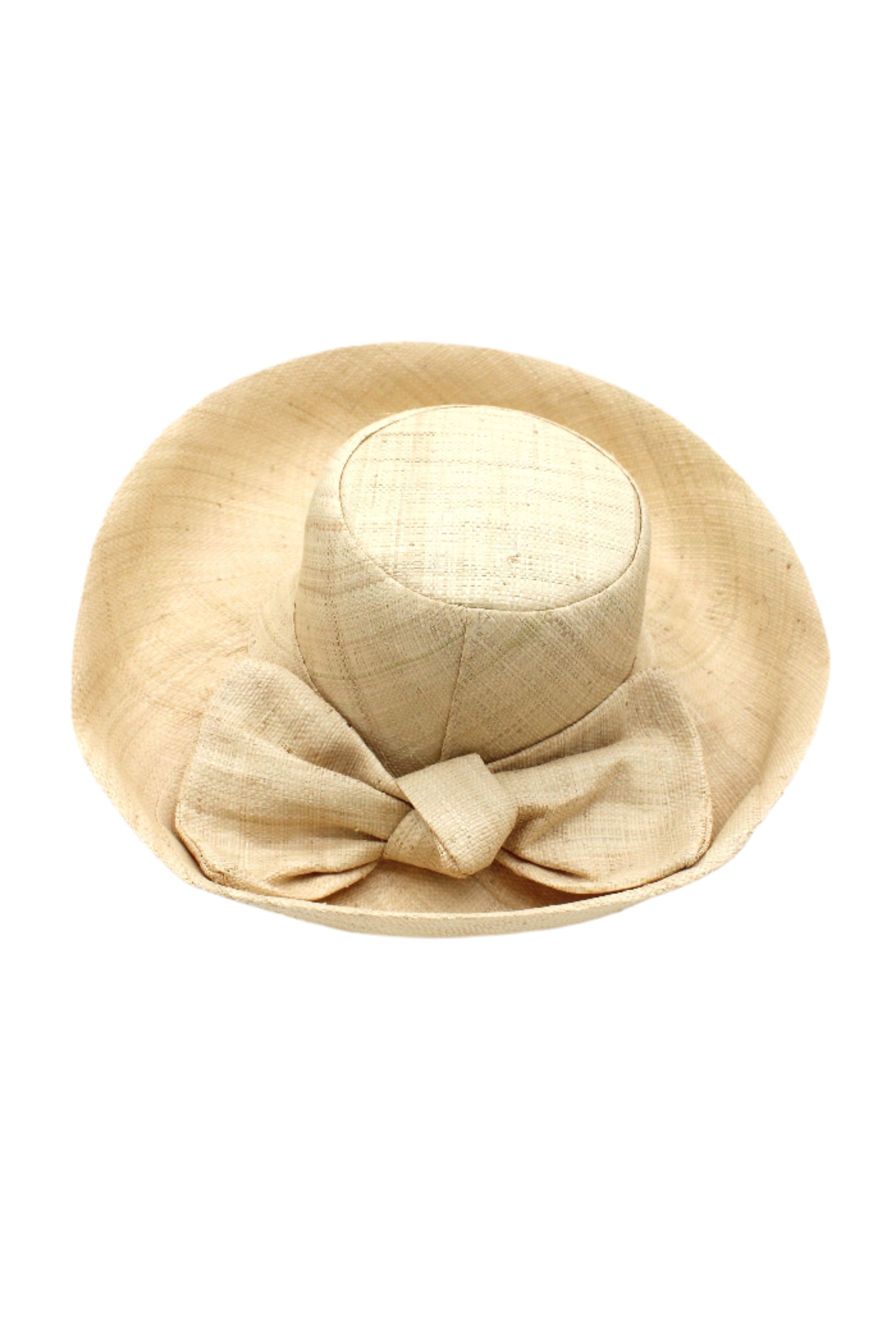 Audrey 5" & 7" Wide Brim Solid Color Straw Sun Hats with Big Bow handmade loomed natural raffia straw fiber in a solid hue of natural straw color with matching oversized big bow embellishment hat band - Shebobo