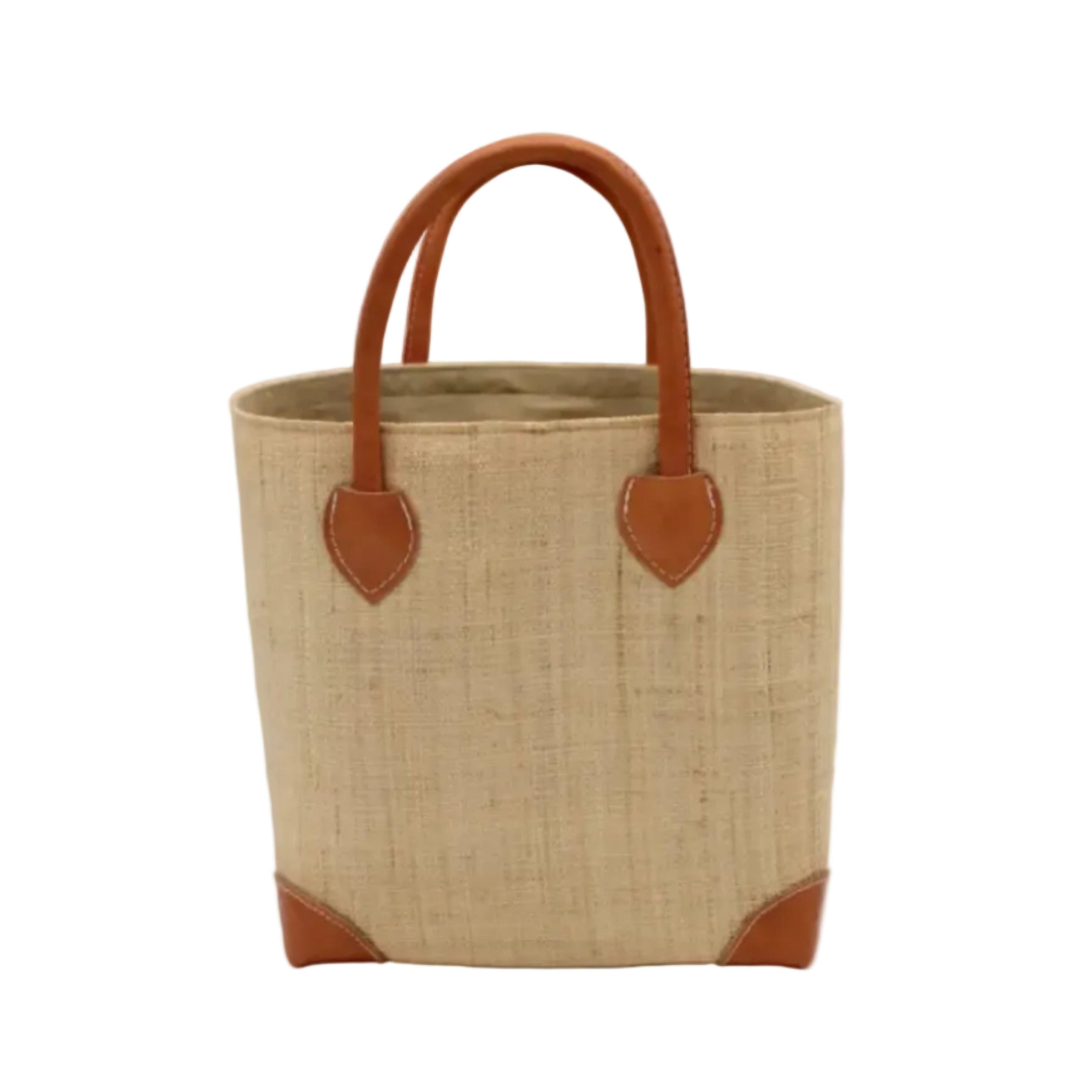 Augustine Straw Basket Bag Natural handmade loomed raffia palm fiber in a solid hue of natural straw color handbag purse with leather accents and handles beach bag - Shebobo