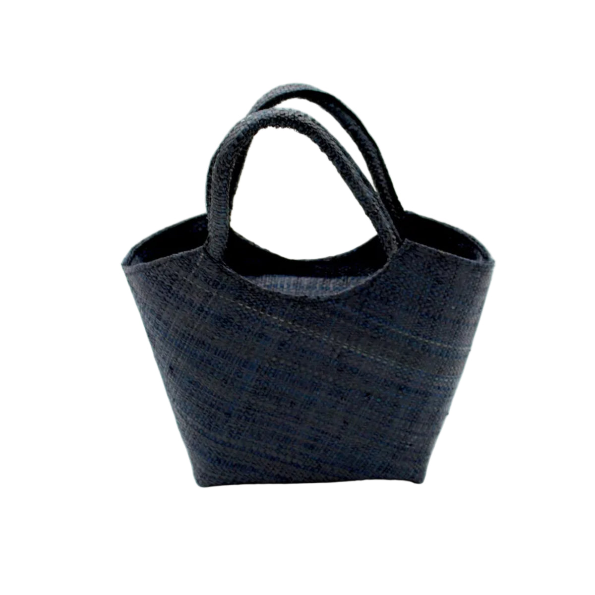 Little Betty Mini Straw Purse Zippered Handbag handmade loomed raffia palm fiber in a solid hue of black petite small bag with zipper closure - Shebobo