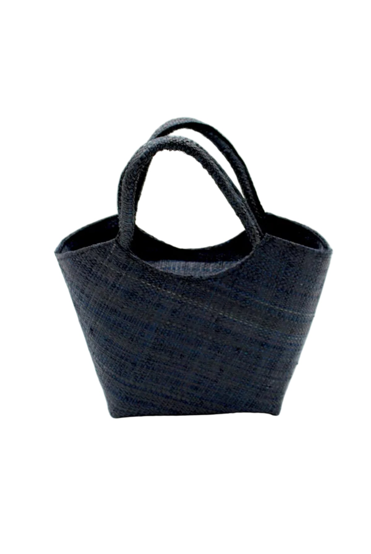 Little Betty Mini Straw Purse Zippered Handbag handmade loomed raffia palm fiber in a solid hue of black petite small bag with zipper closure - Shebobo