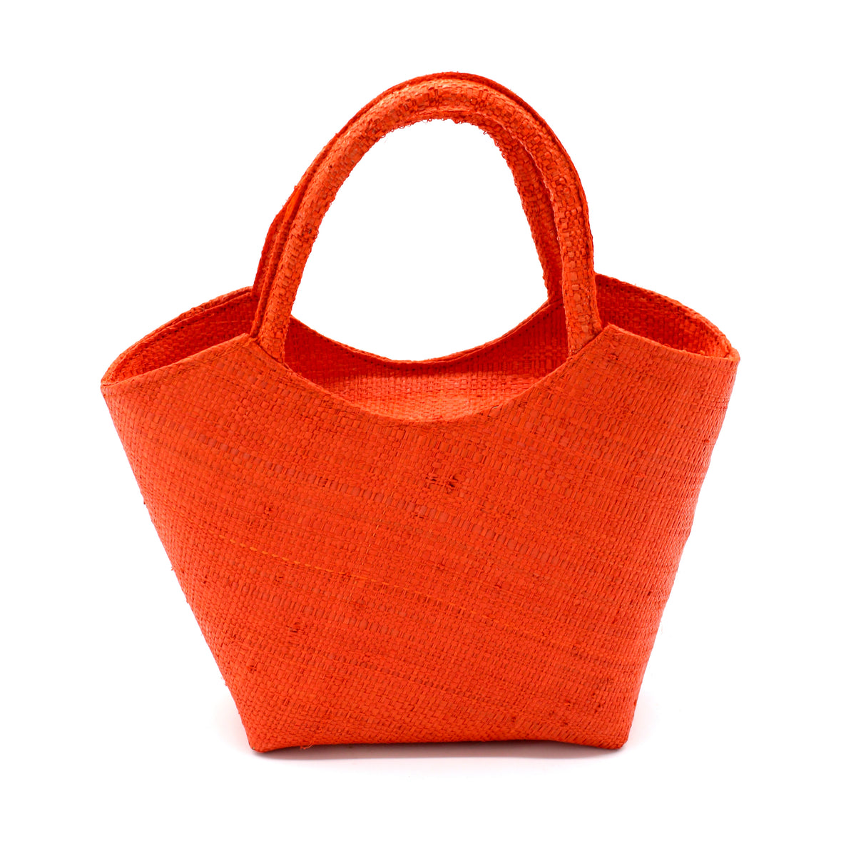 Little Betty Mini Straw Purse Zippered Handbag handmade loomed raffia palm fiber in a solid hue of coral red/orange petite small bag with zipper closure - Shebobo
