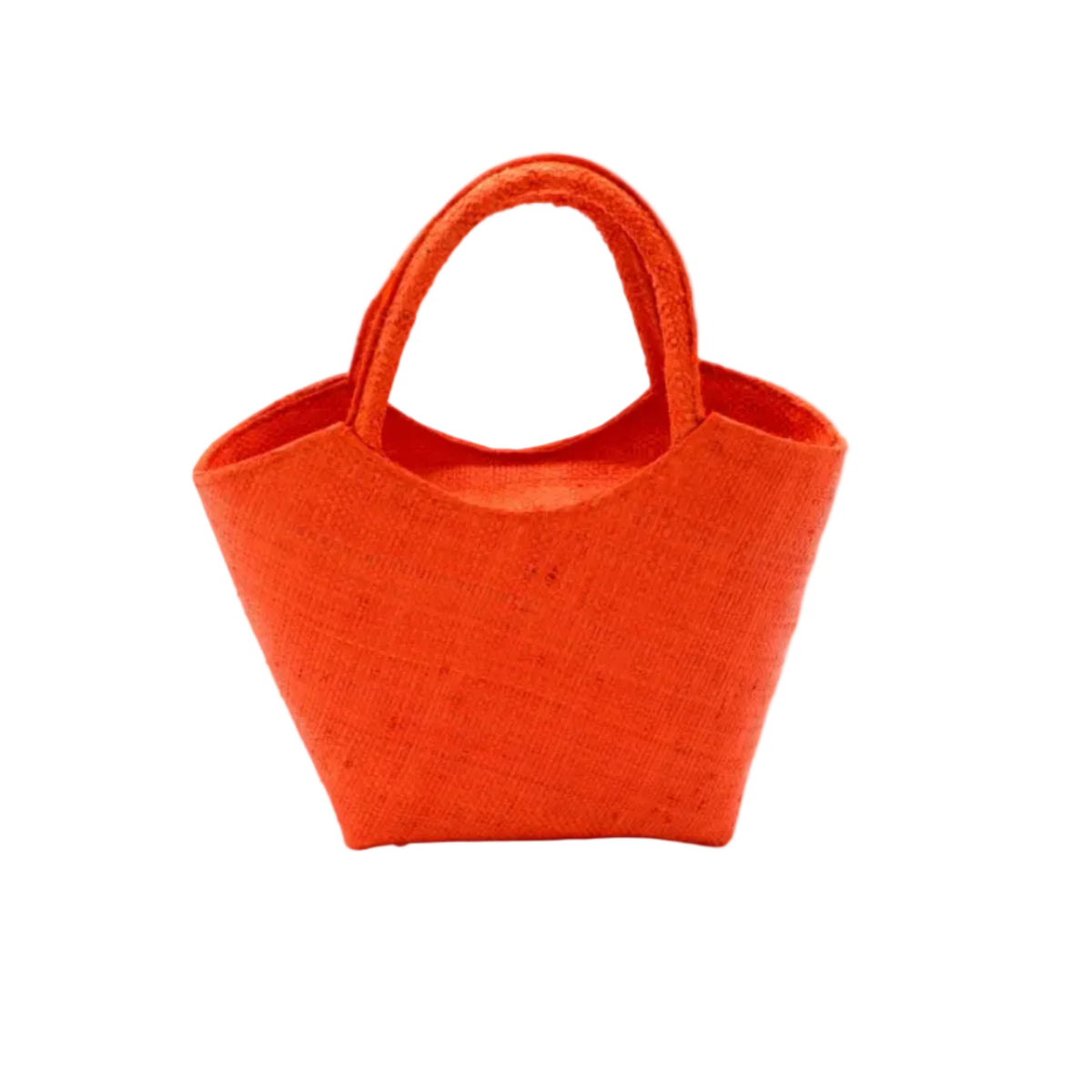 Little Betty Mini Straw Purse Zippered Handbag handmade loomed raffia palm fiber in a solid hue of coral red/orange petite small bag with zipper closure - Shebobo