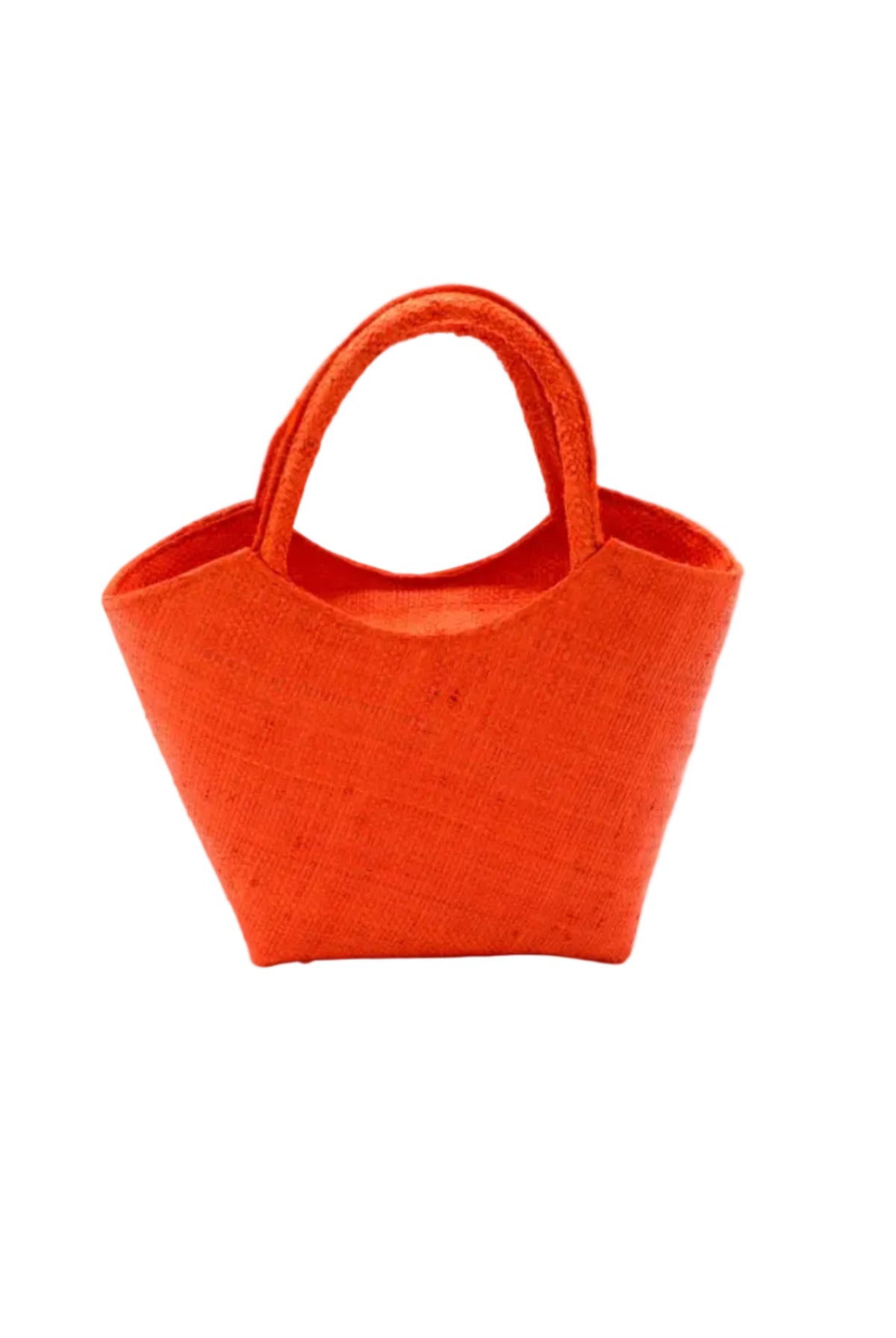 Little Betty Mini Straw Purse Zippered Handbag handmade loomed raffia palm fiber in a solid hue of coral red/orange petite small bag with zipper closure - Shebobo