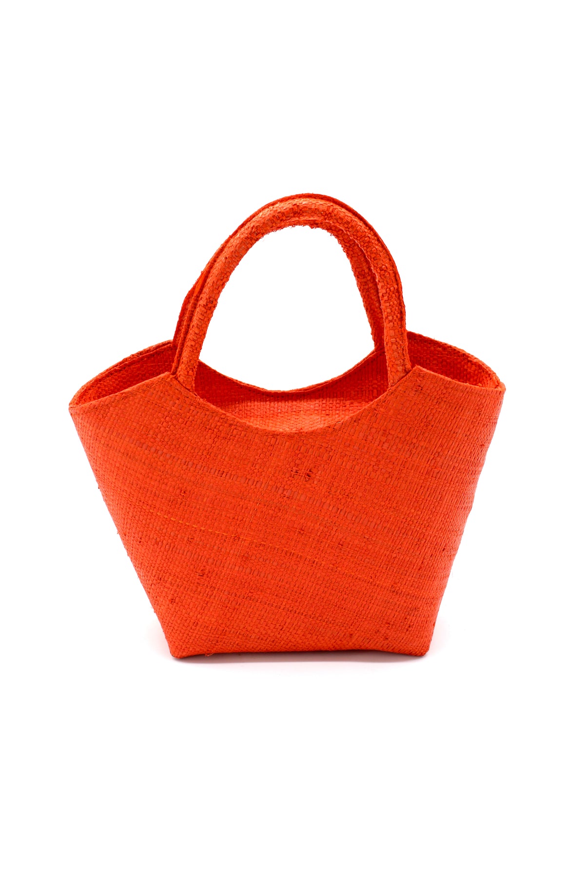Little Betty Mini Straw Purse Zippered Handbag handmade loomed raffia palm fiber in a solid hue of coral red/orange petite small bag with zipper closure - Shebobo