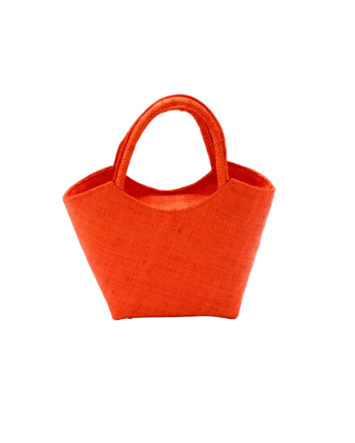 Little Betty Mini Straw Purse Zippered Handbag handmade loomed raffia palm fiber in a solid hue of coral red/orange petite small bag with zipper closure - Shebobo