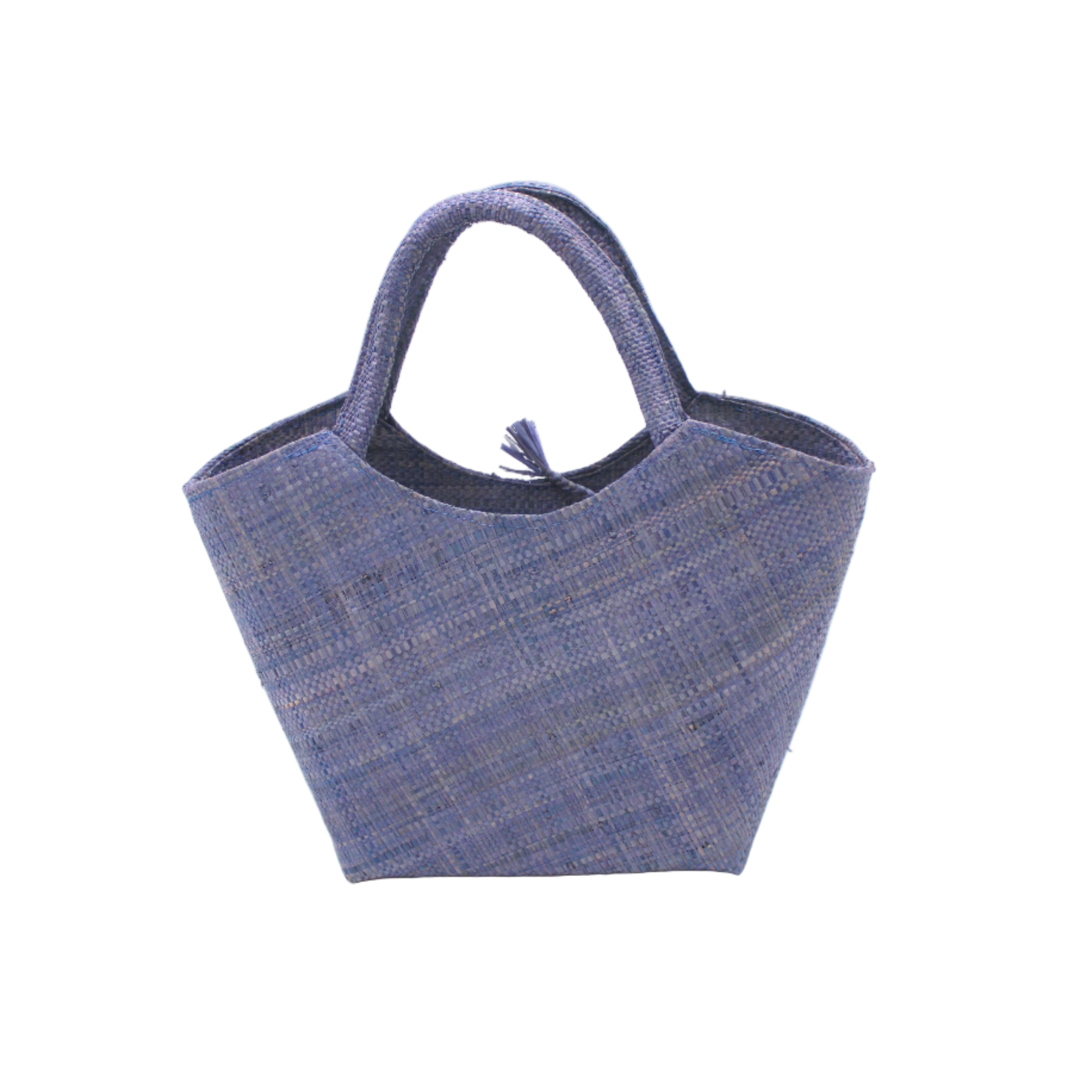 Little Betty Mini Straw Purse Zippered Handbag handmade loomed raffia palm fiber in a solid hue of denim light/retro/blue petite small bag with zipper closure - Shebobo