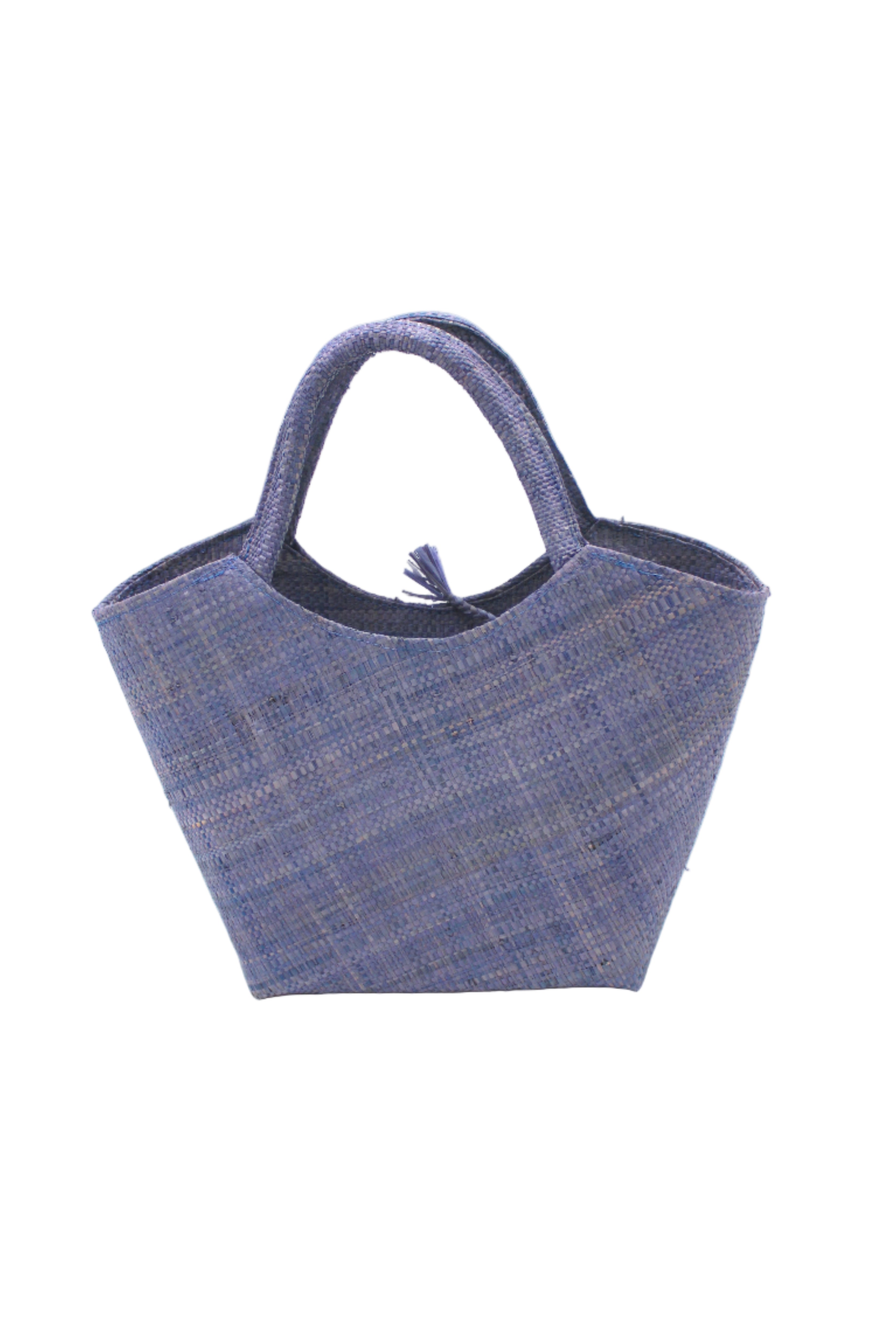 Little Betty Mini Straw Purse Zippered Handbag handmade loomed raffia palm fiber in a solid hue of denim light/retro/blue petite small bag with zipper closure - Shebobo