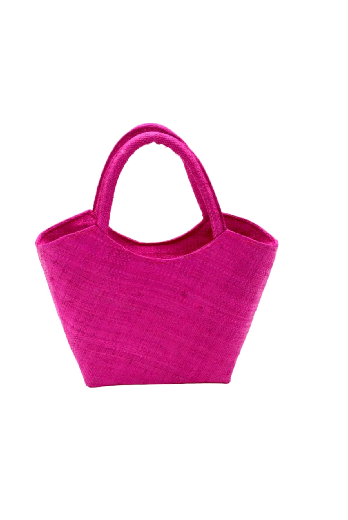 Little Betty Mini Straw Purse Zippered Handbag handmade loomed raffia palm fiber in a solid hue of fuchsia bright/hot/barbie/pink petite small bag with zipper closure - Shebobo