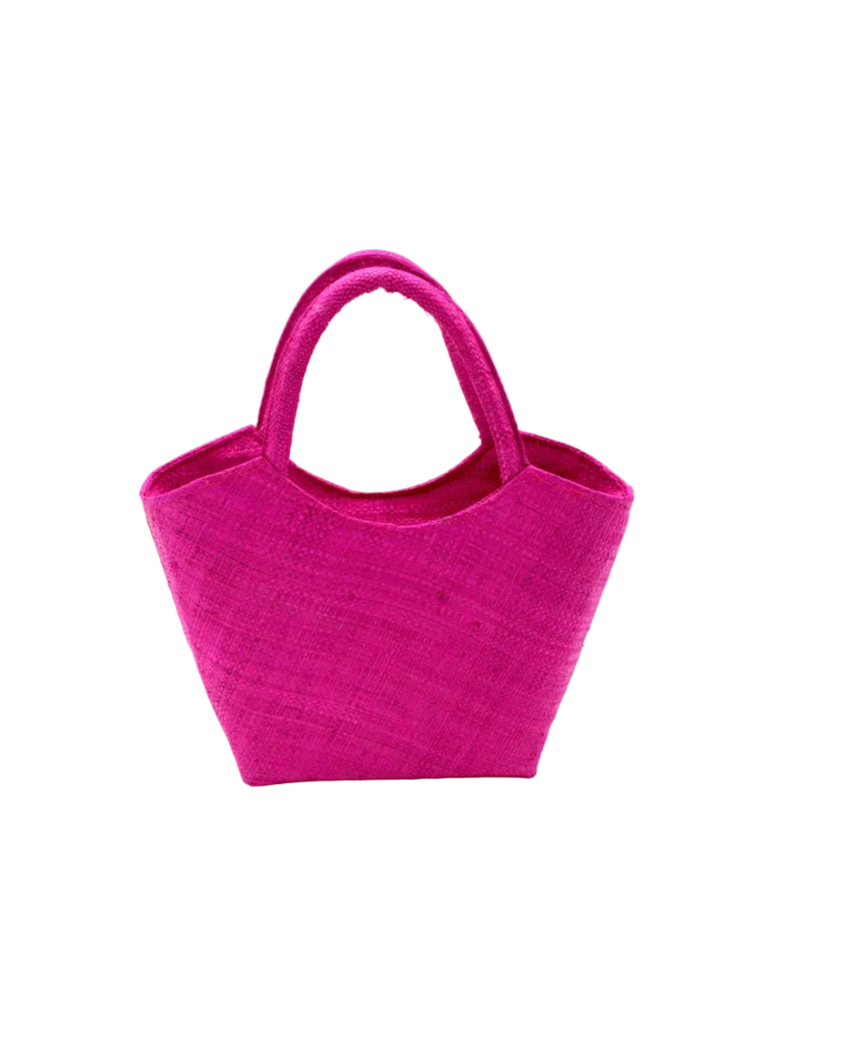 Little Betty Mini Straw Purse Zippered Handbag handmade loomed raffia palm fiber in a solid hue of fuchsia bright/hot/barbie/pink petite small bag with zipper closure - Shebobo
