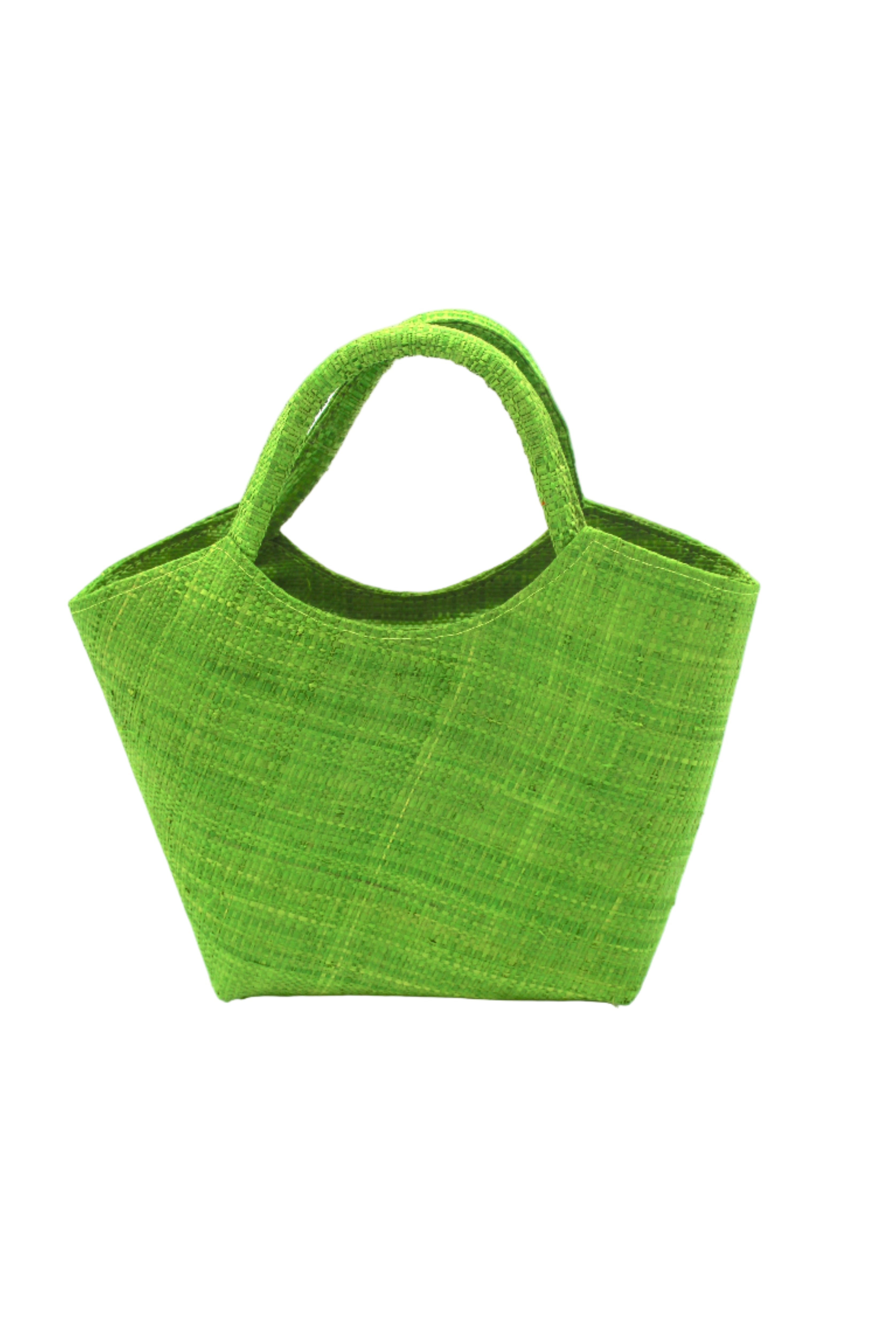 Little Betty Mini Straw Purse Zippered Handbag handmade loomed raffia palm fiber in a solid hue of midori bright/lime/neon/green petite small bag with zipper closure - Shebobo