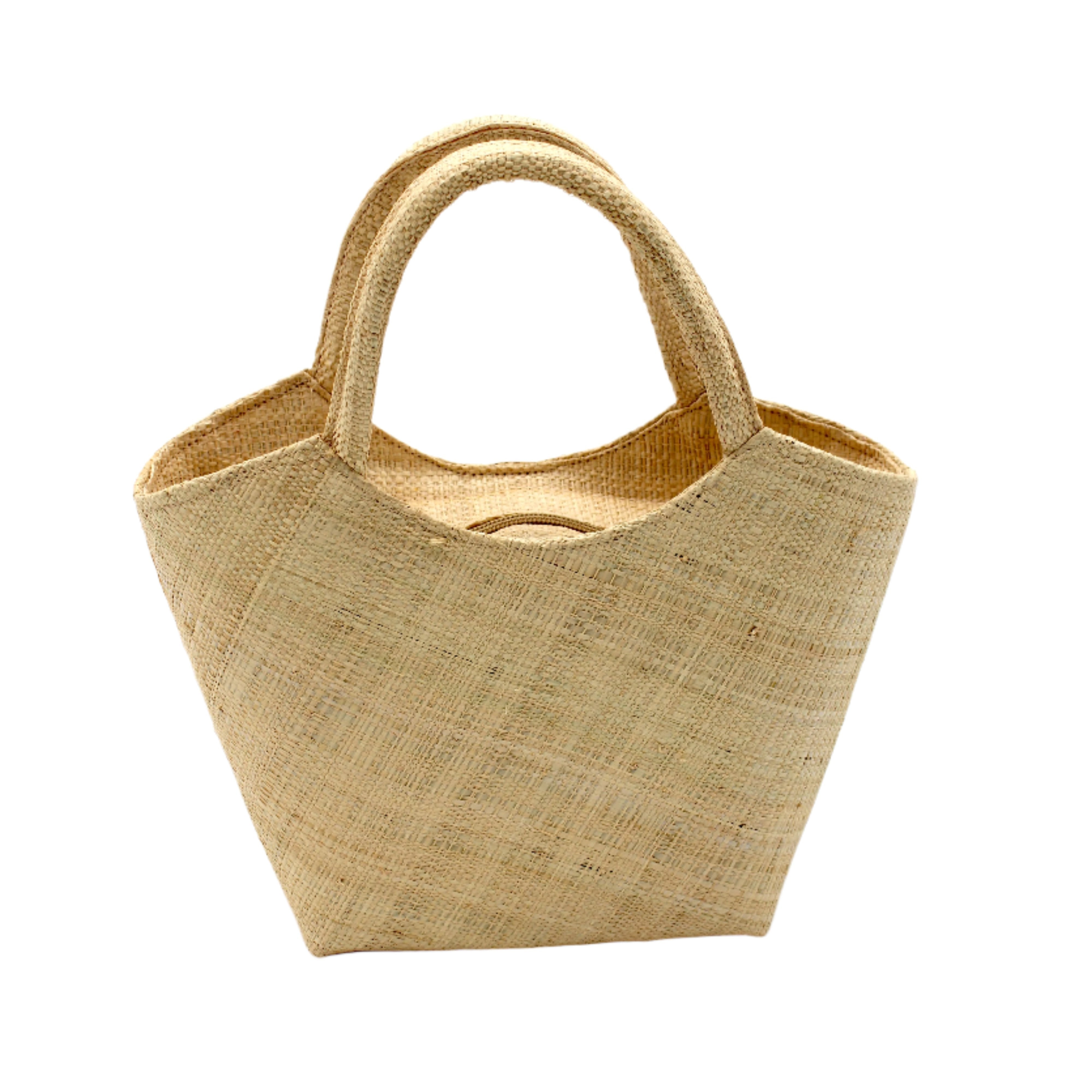 Little Betty Mini Straw Purse Zippered Handbag handmade loomed raffia palm fiber in a solid hue of natural straw color petite small bag with zipper closure - Shebobo