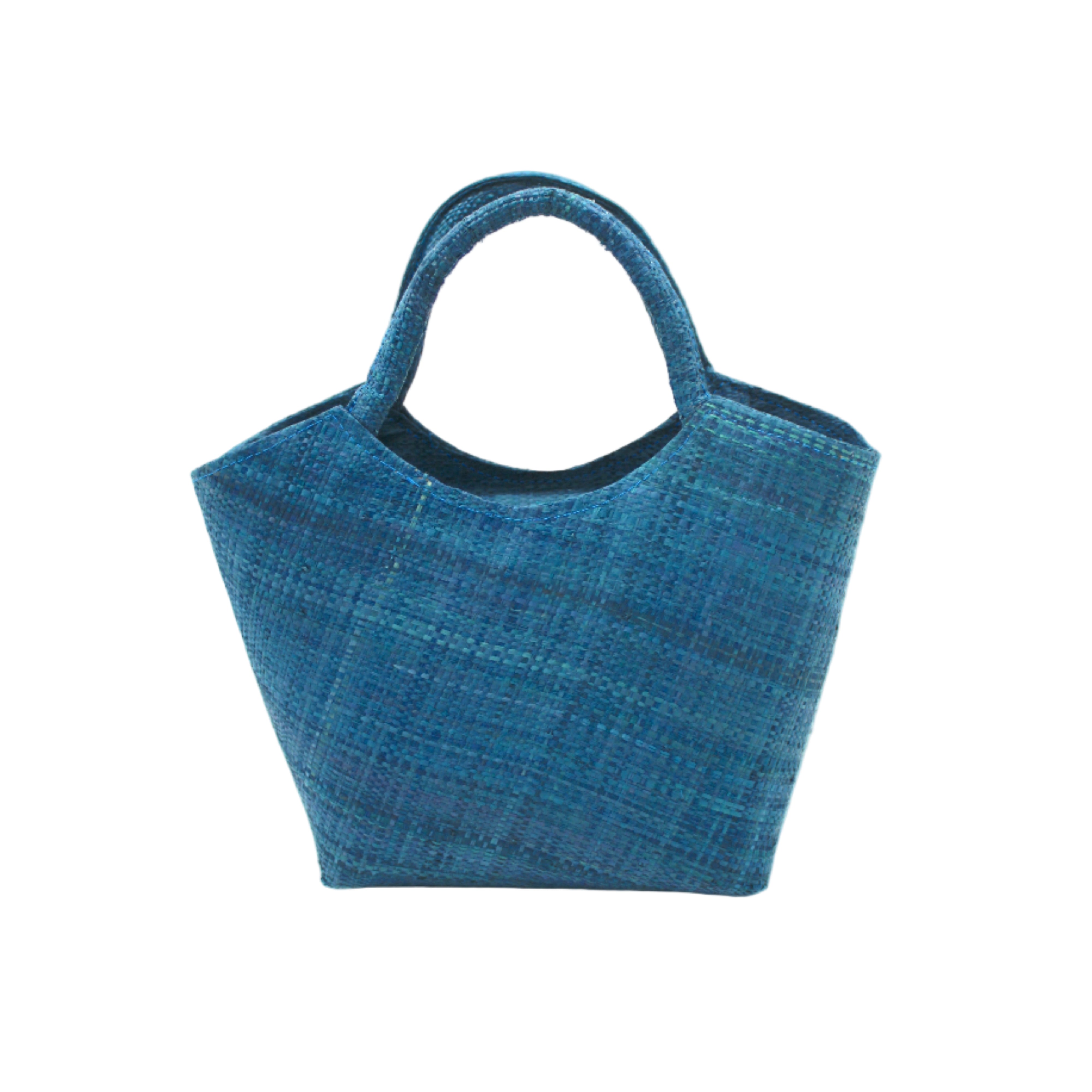 Little Betty Mini Straw Purse Zippered Handbag handmade loomed raffia palm fiber in a solid hue of turquoise blue/green petite small bag with zipper closure - Shebobo