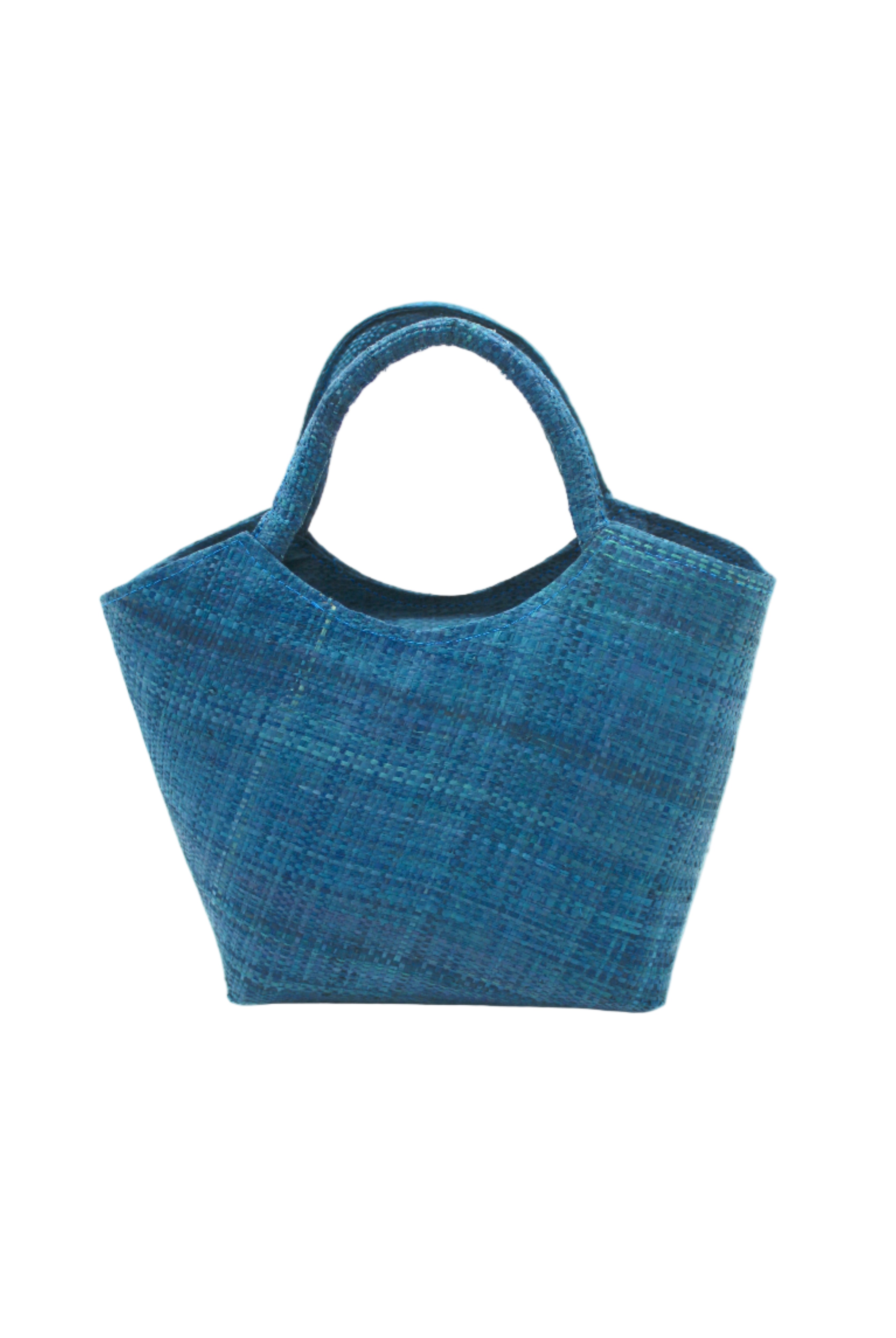 Little Betty Mini Straw Purse Zippered Handbag handmade loomed raffia palm fiber in a solid hue of turquoise blue/green petite small bag with zipper closure - Shebobo