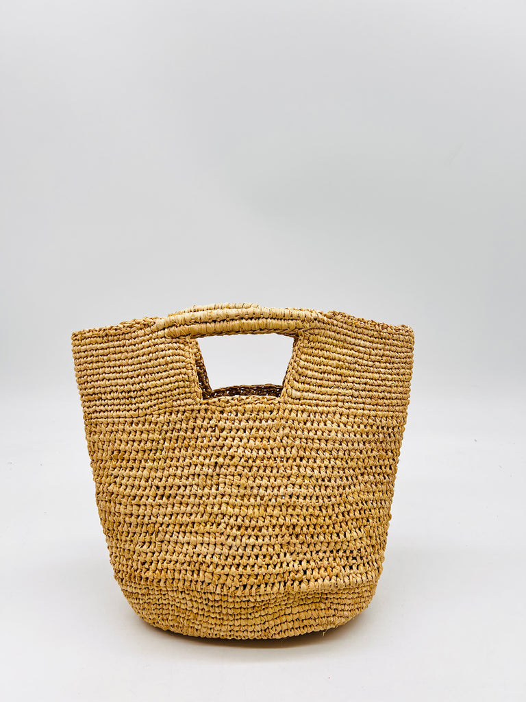 Mini ConCon Crochet Straw Basket - Petite Crochet Bag handmade natural raffia palm fiber woven handbag - Shebobo