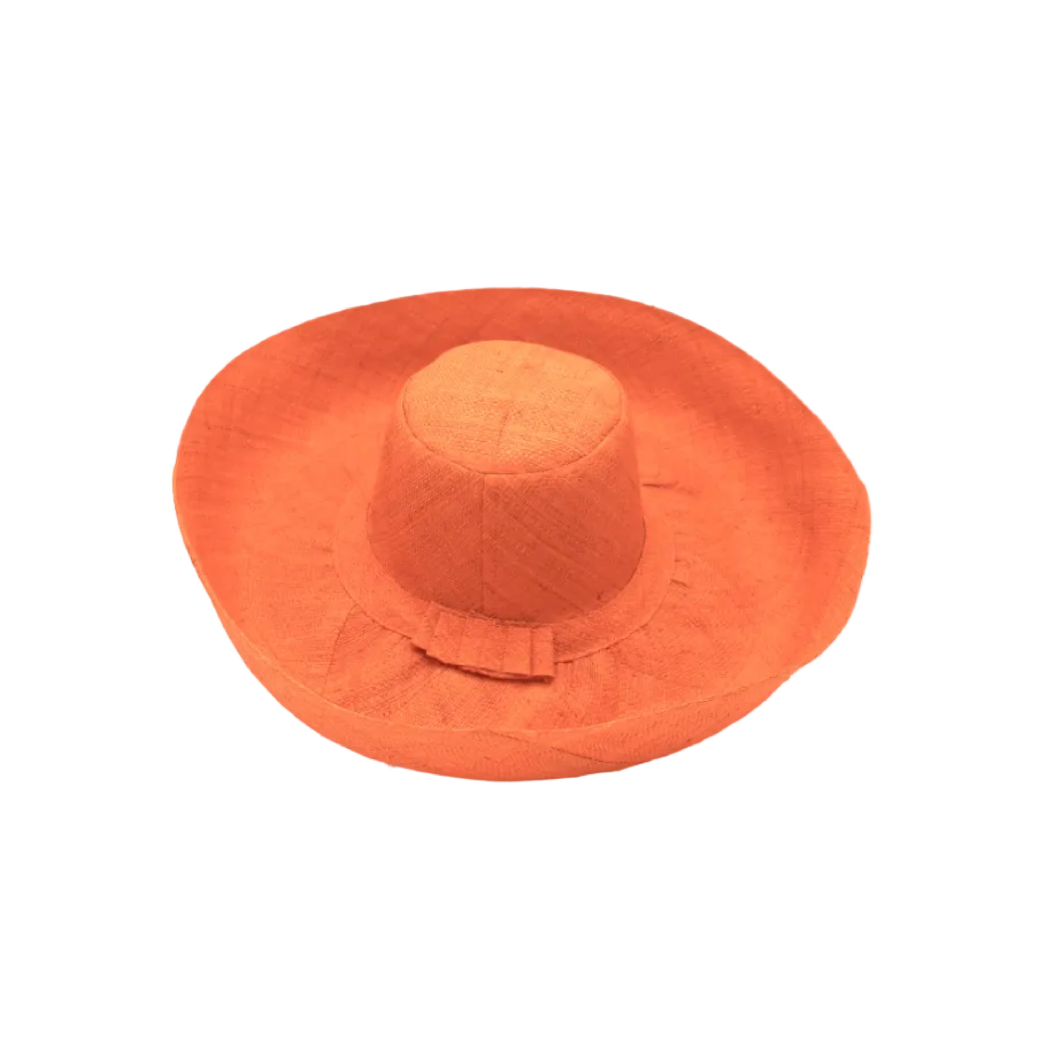 Monica 5" & 7" Wide Brim Sunkist Packable Straw Sun Hat handmade loomed raffia in a solid hue of Sunkist orange lightweight malleable flexible hat - Shebobo
