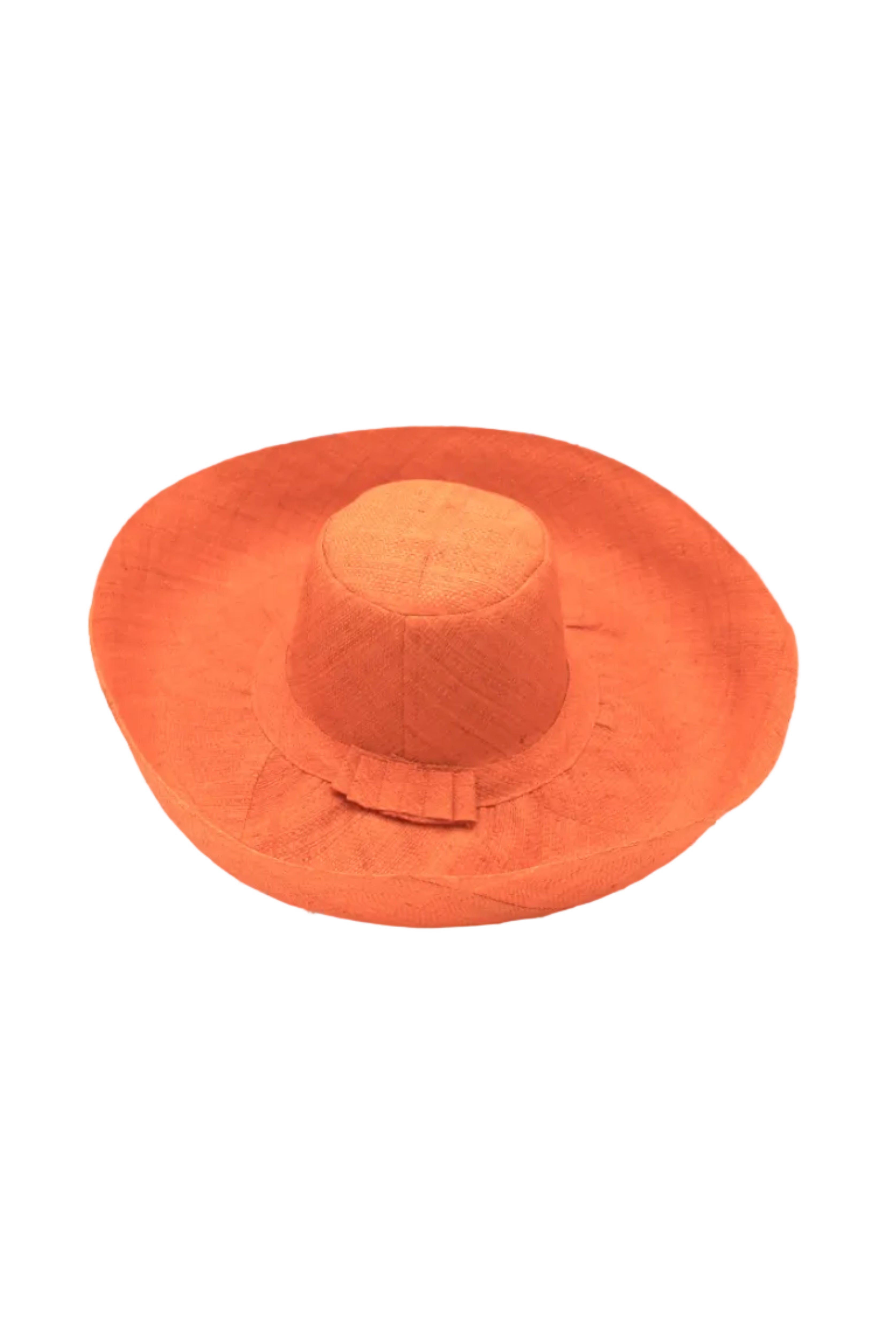 Monica 5" & 7" Wide Brim Sunkist Packable Straw Sun Hat handmade loomed raffia in a solid hue of Sunkist orange lightweight malleable flexible hat - Shebobo