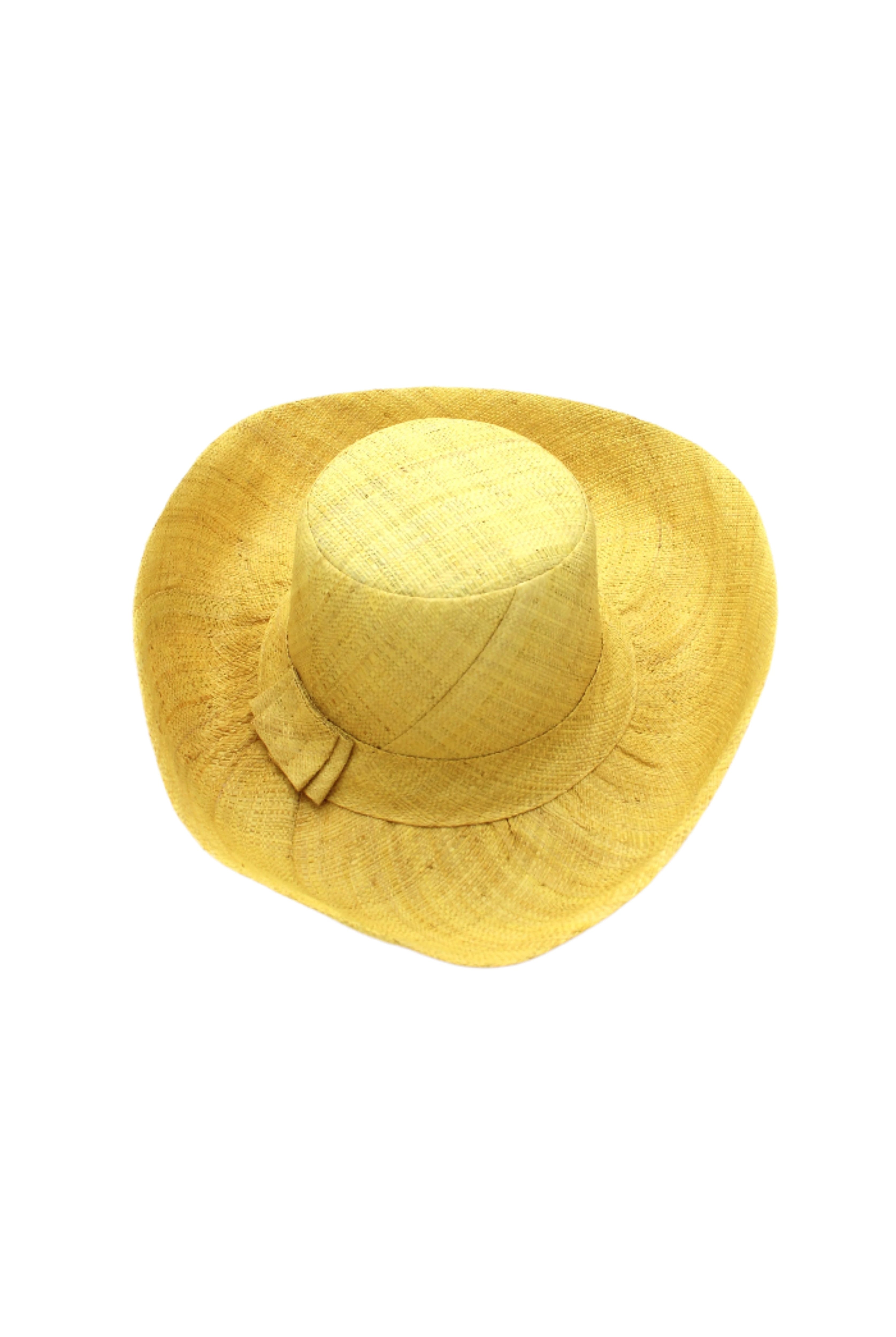 Monica 5" & 7" Wide Brim Solid Color Packable Straw Sun Hat handmade loomed raffia in a solid hue of butter light/yellow - Shebobo