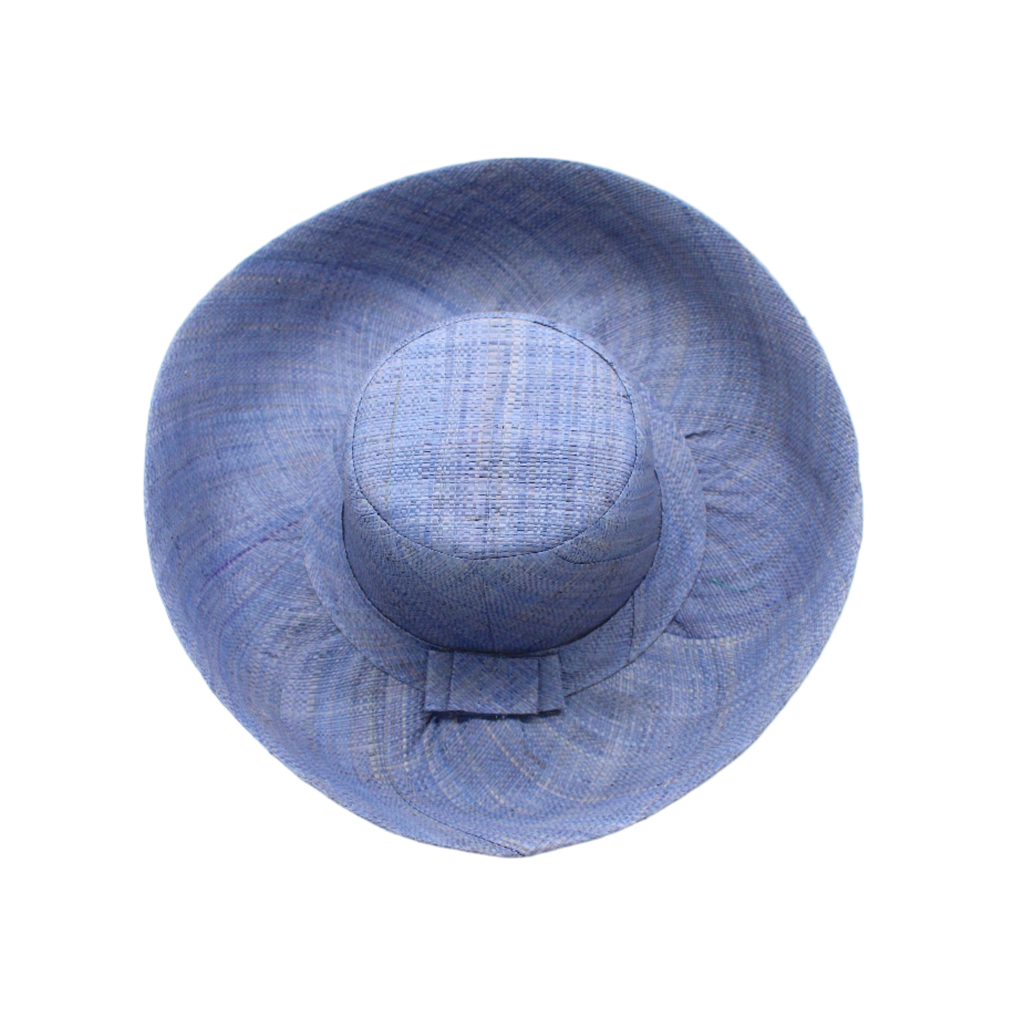 Monica 5" & 7" Wide Brim Denim Packable Straw Sun Hat handmade loomed raffia in a solid hue of denim retro/light/blue lightweight malleable flexible sun protection hat - Shebobo
