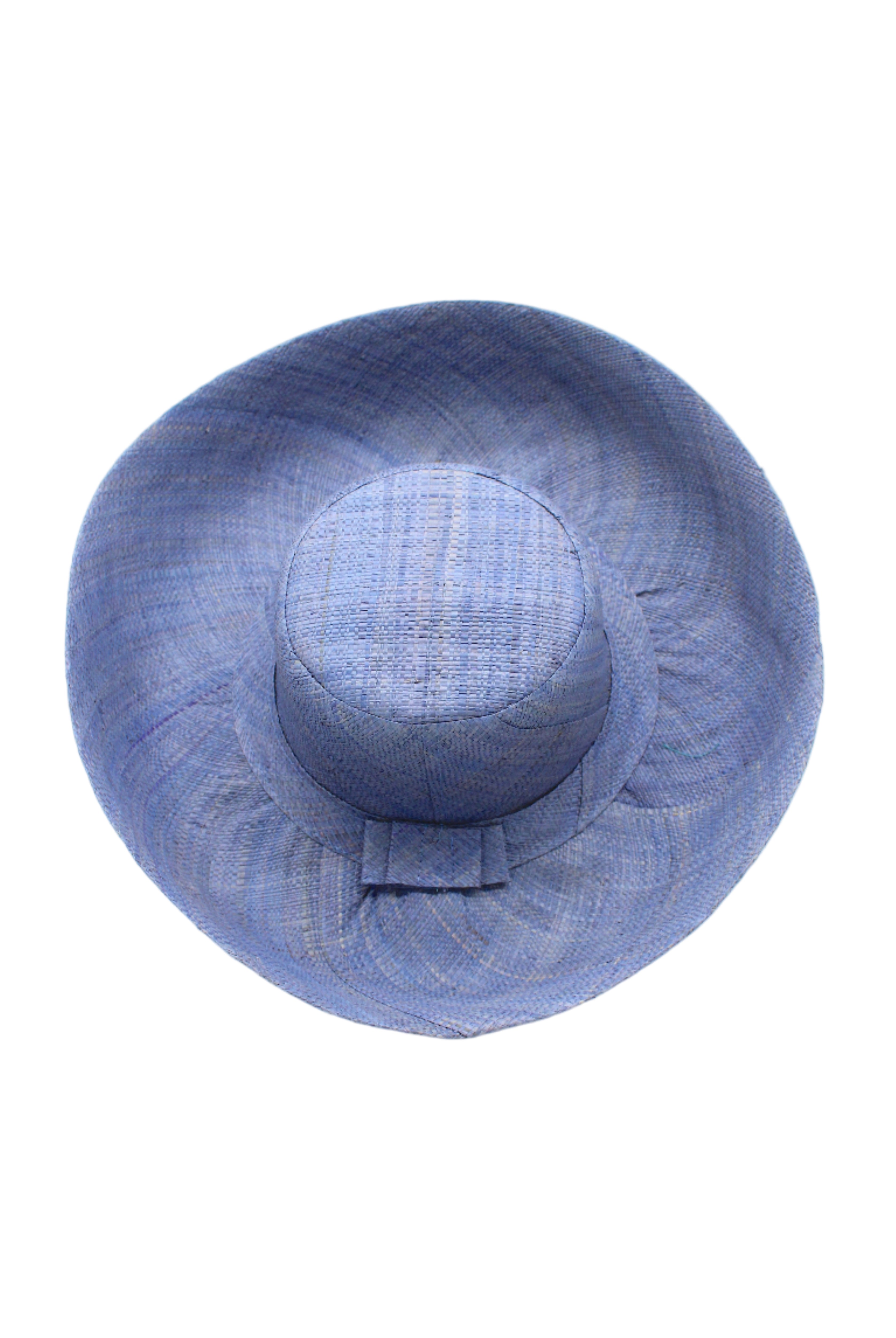 Monica 5" & 7" Wide Brim Denim Packable Straw Sun Hat handmade loomed raffia in a solid hue of denim retro/light/blue lightweight malleable flexible sun protection hat - Shebobo