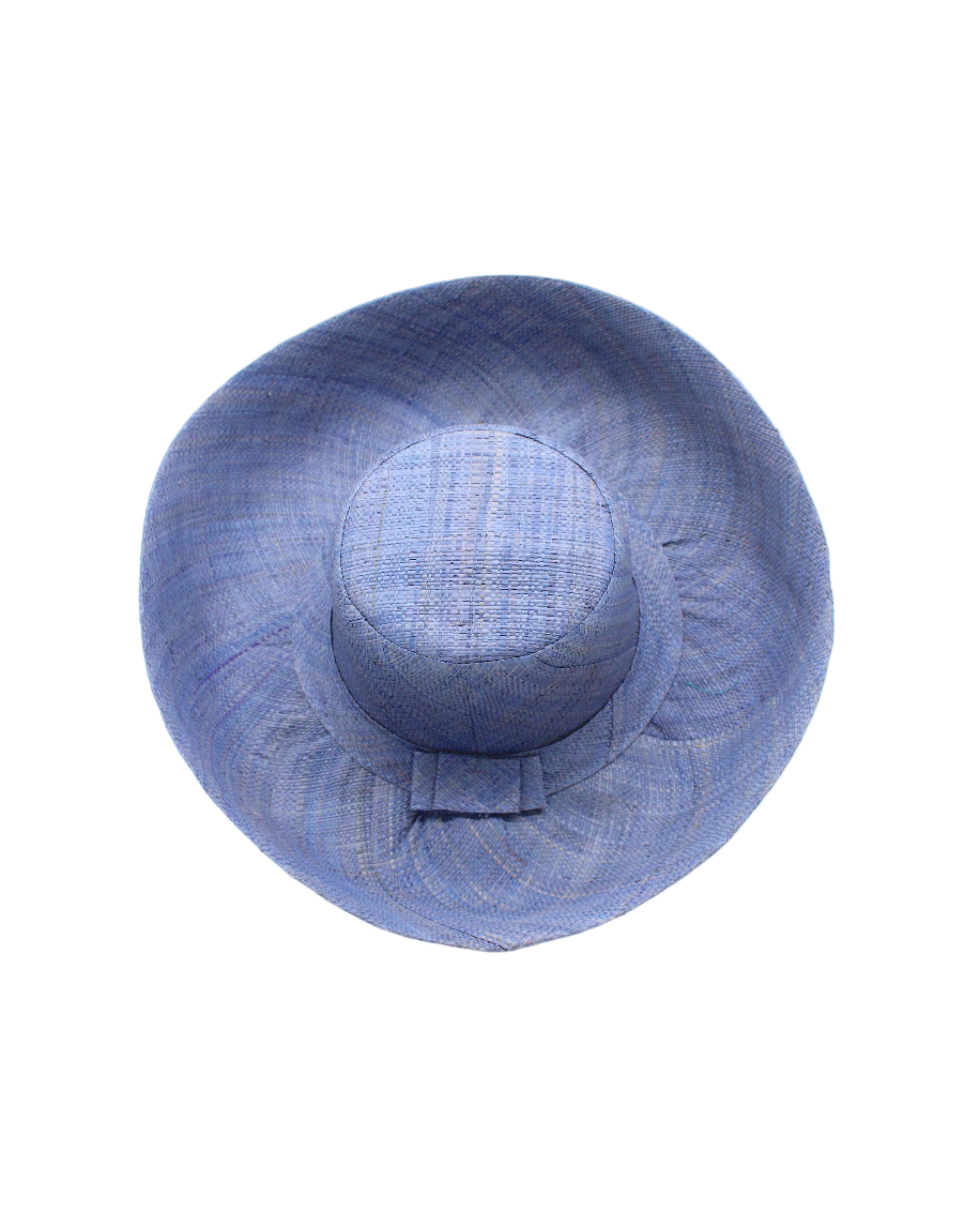 Monica 5" & 7" Wide Brim Denim Packable Straw Sun Hat handmade loomed raffia in a solid hue of denim retro/light/blue lightweight malleable flexible sun protection hat - Shebobo