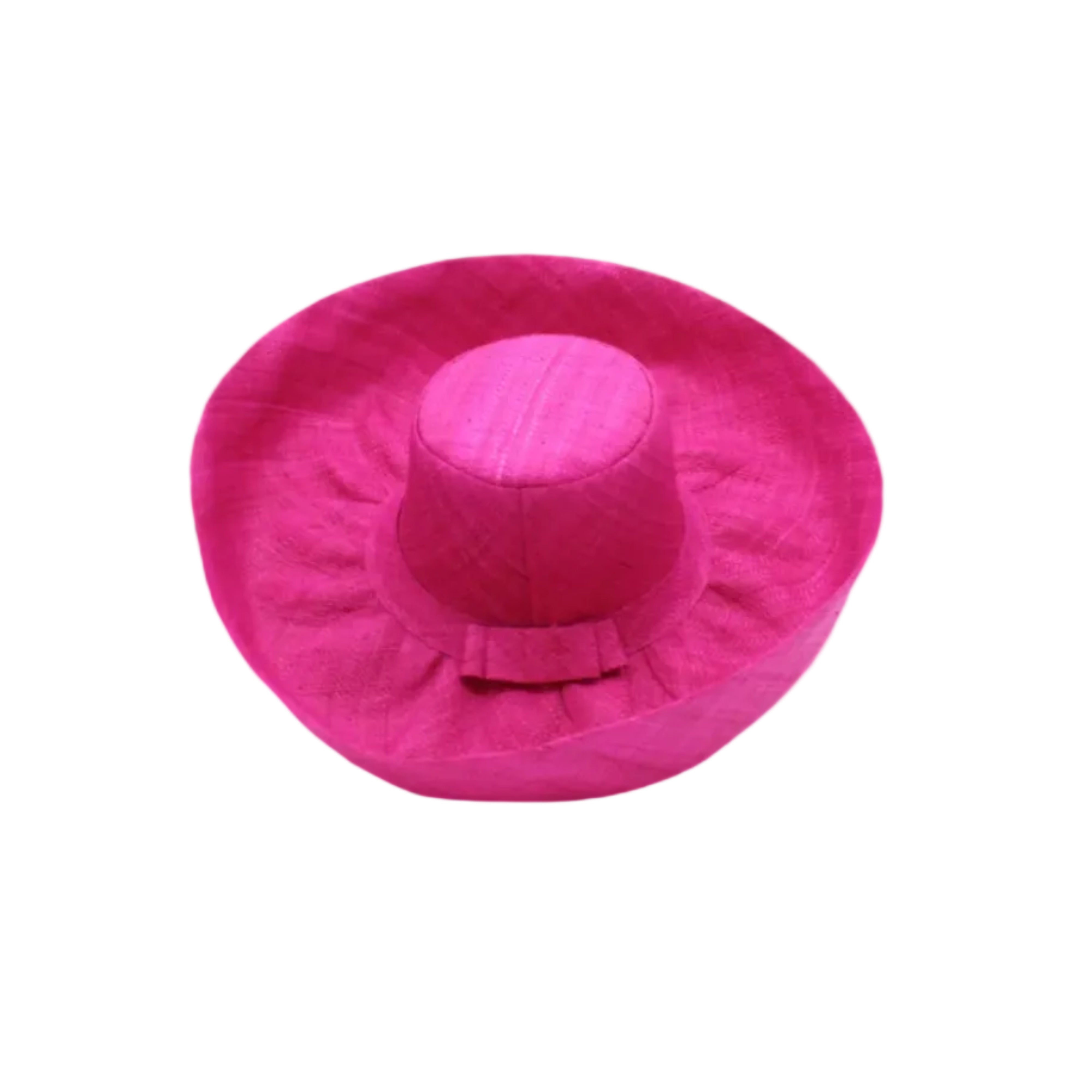 Monica 5" & 7" Wide Brim Solid Color Packable Straw Sun Hat handmade loomed raffia in a solid hue of fuchsia hot/bright/barbie/pink - Shebobo