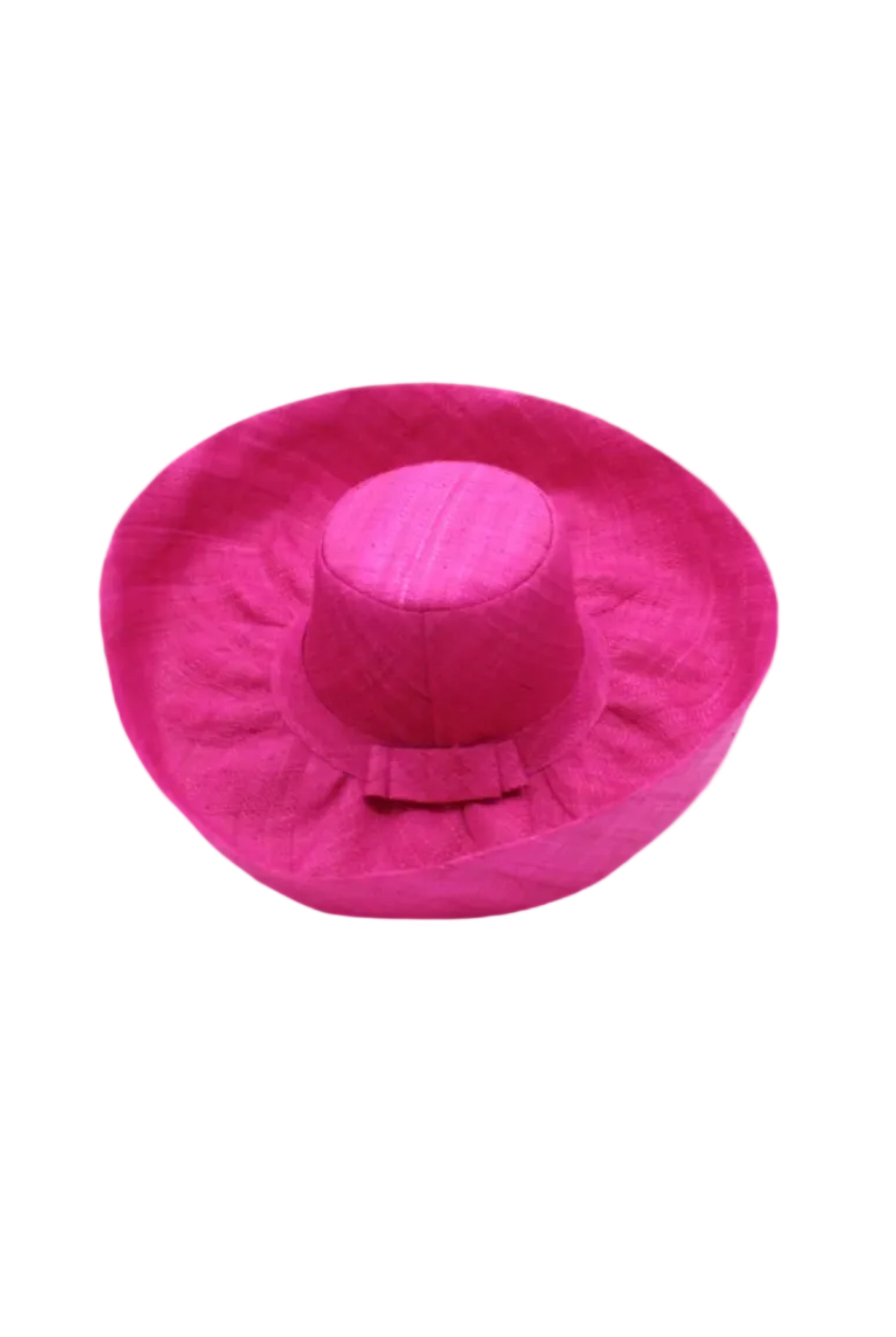 Monica 5" & 7" Wide Brim Solid Color Packable Straw Sun Hat handmade loomed raffia in a solid hue of fuchsia hot/bright/barbie/pink - Shebobo