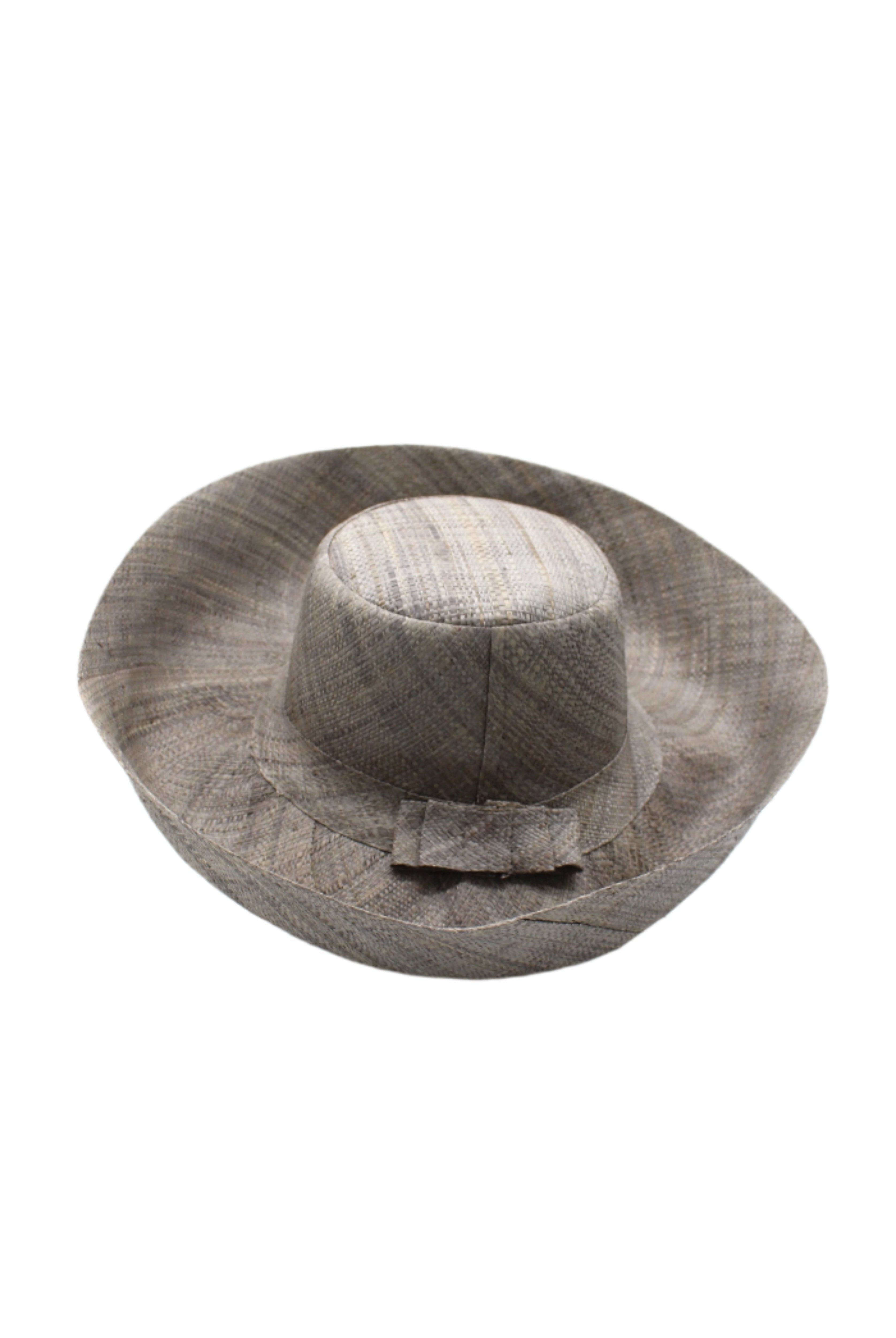 Monica 5" & 7" Wide Brim Grey Packable Straw Sun Hat handmade loomed raffia in a solid hue of grey lightweight malleable flexible sun protection hat - Shebobo