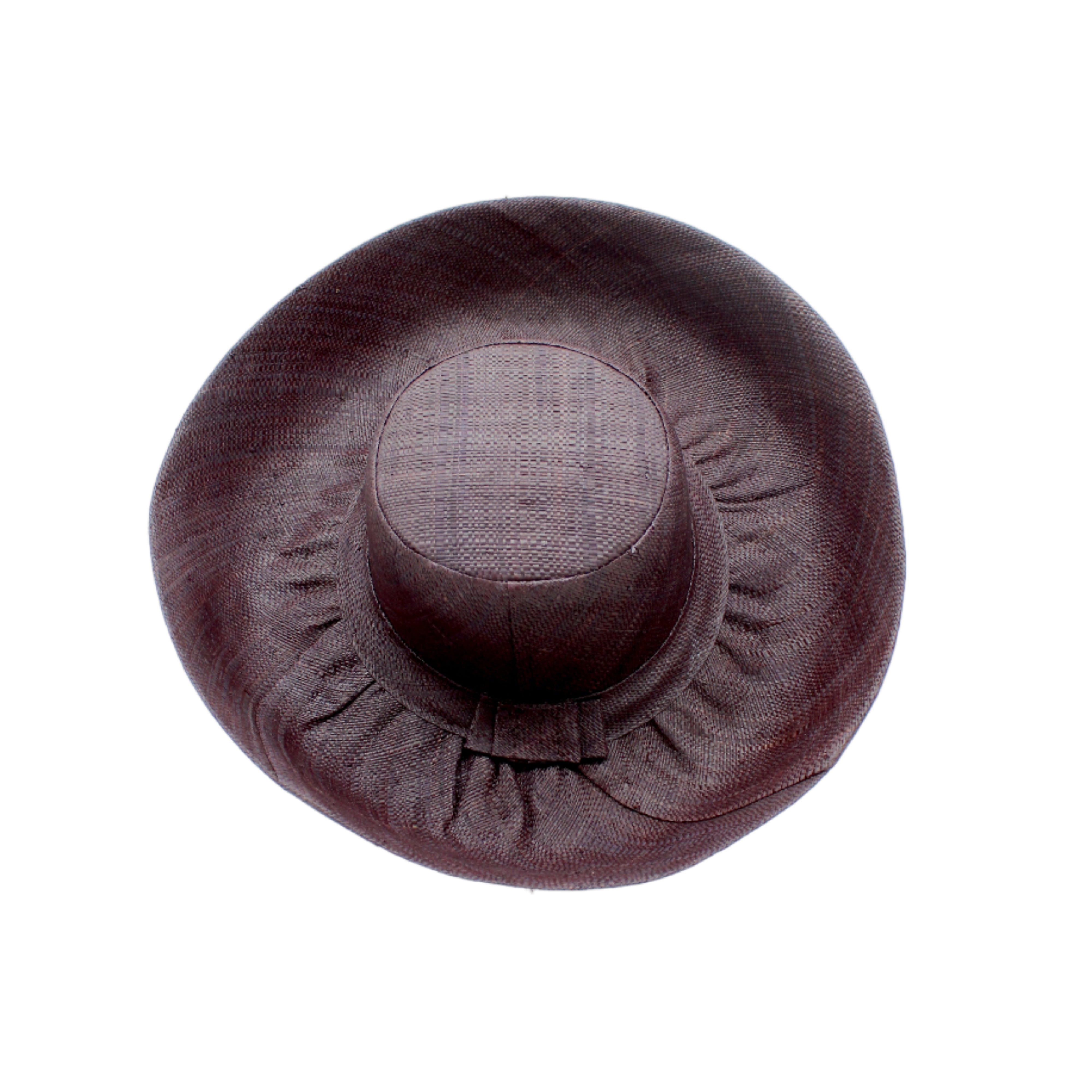 Monica 5" & 7" Wide Brim Mocha Packable Straw Sun Hat handmade loomed raffia in a solid hue of mocha chocolate/dark/brown lightweight malleable flexible sun protection hat - Shebobo