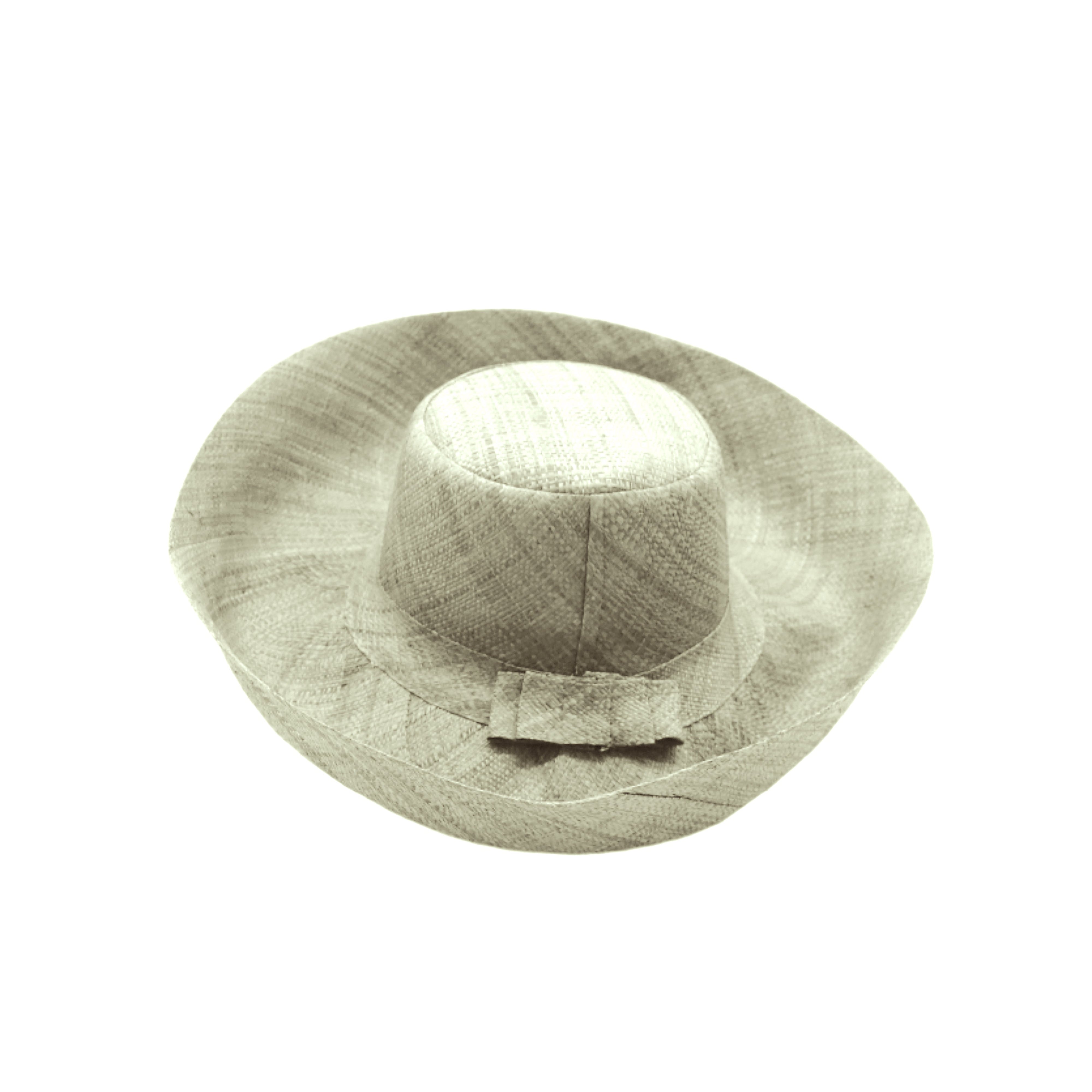Monica 5" & 7" Wide Brim Pewter Packable Straw Sun Hat handmade loomed raffia in a solid hue of light grey lightweight malleable flexible sun protection hat - Shebobo