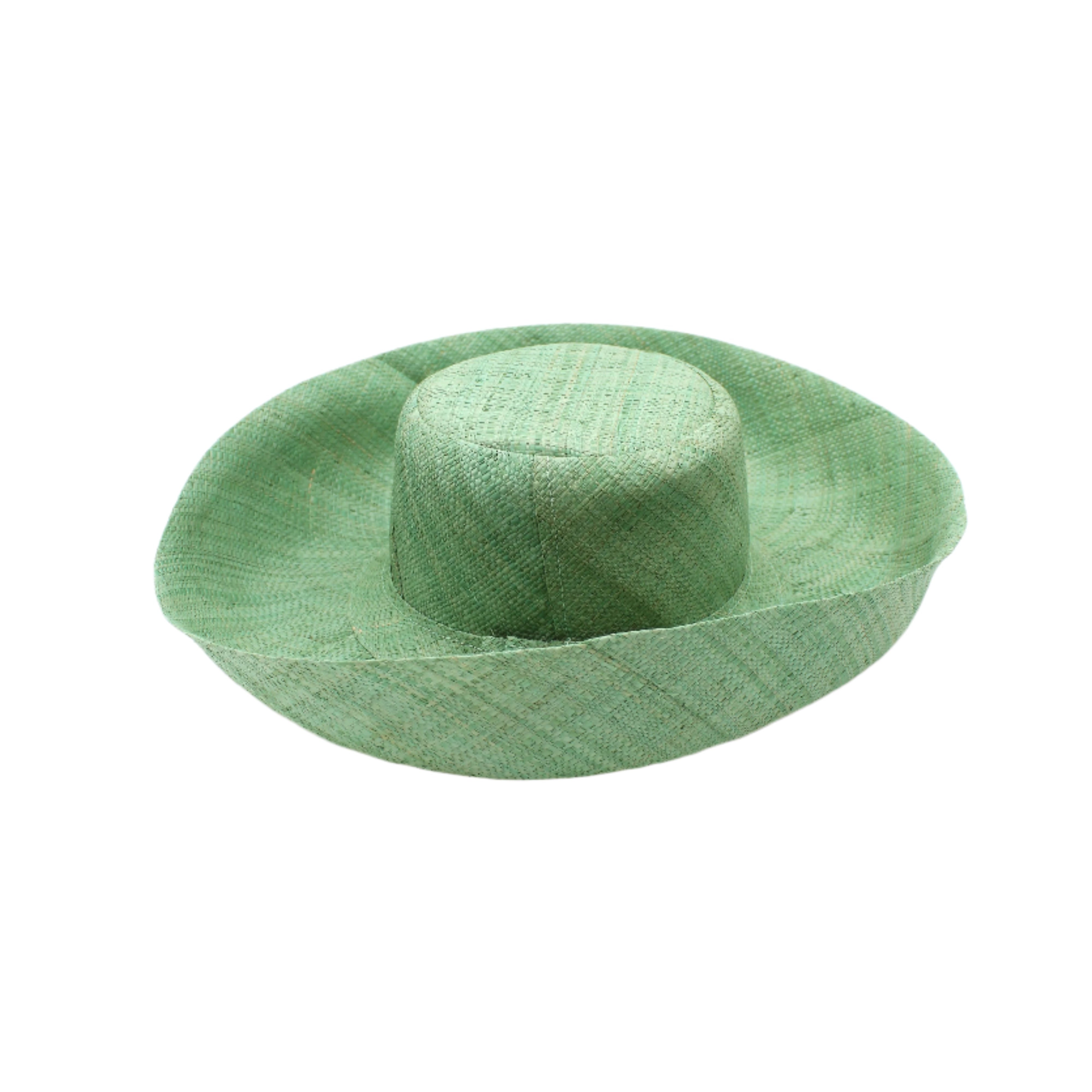 Monica 5" & 7" Wide Brim Seafoam Packable Straw Sun Hat handmade loomed raffia in a solid hue of seafoam light/green/blue lightweight malleable flexible sun protection hat - Shebobo