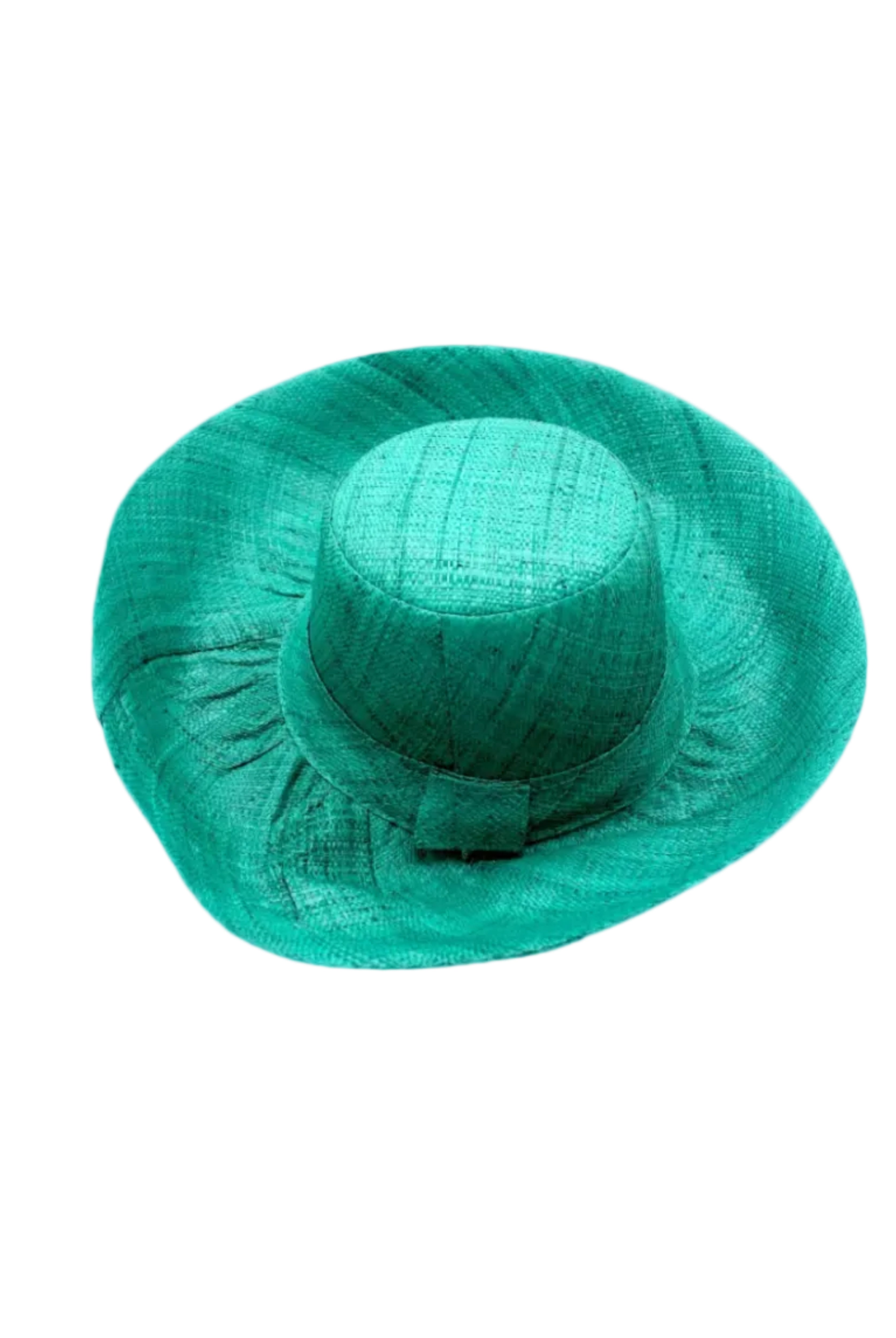 Monica 5" & 7" Wide Brim Teal Packable Straw Sun Hat handmade loomed raffia in a solid hue of teal dark/green/blue lightweight malleable flexible sun protection hat - Shebobo