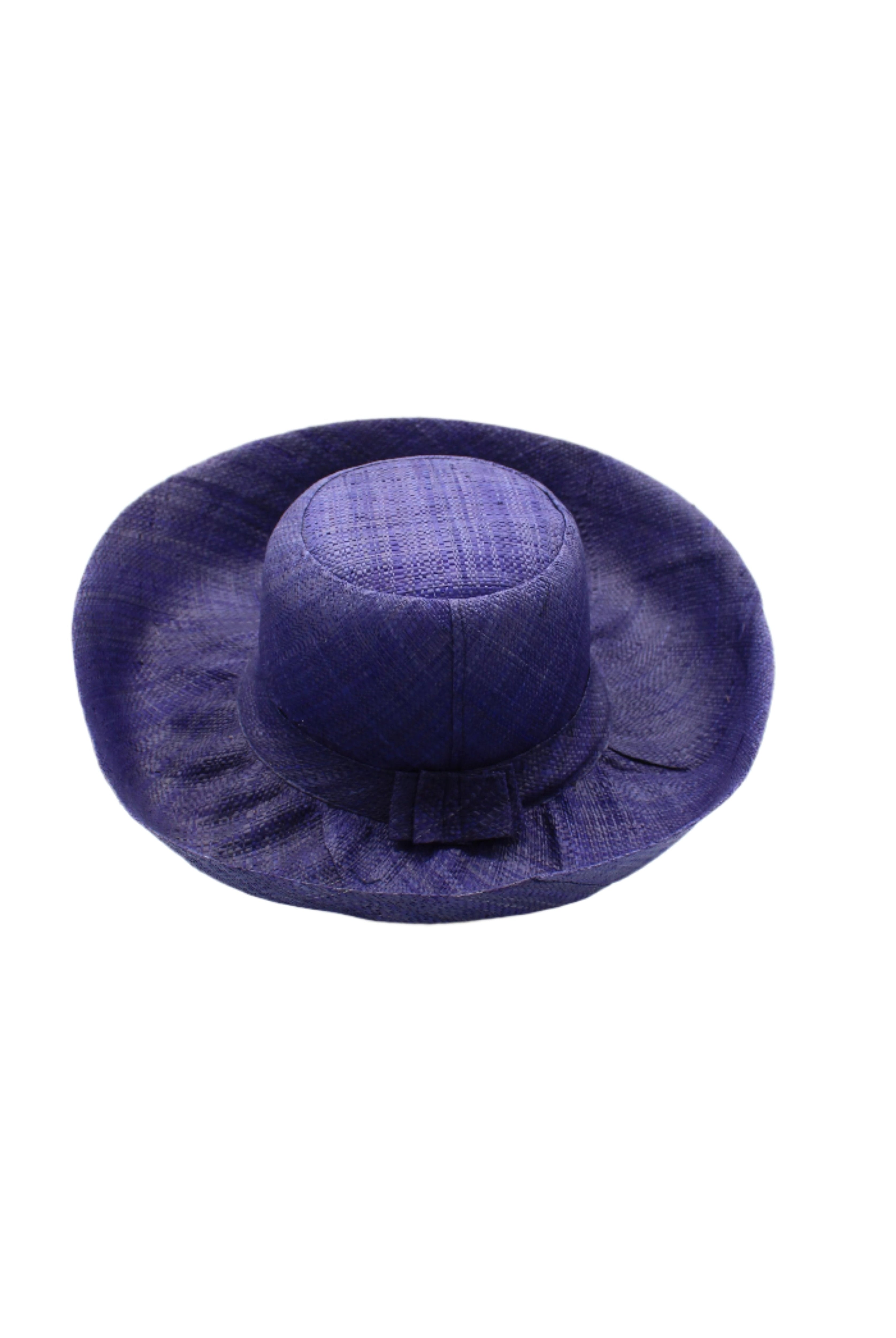 Monica 5" & 7" Wide Brim Blue Packable Straw Sun Hat handmade loomed raffia in a solid hue of blue lightweight malleable flexible sun protection hat - Shebobo