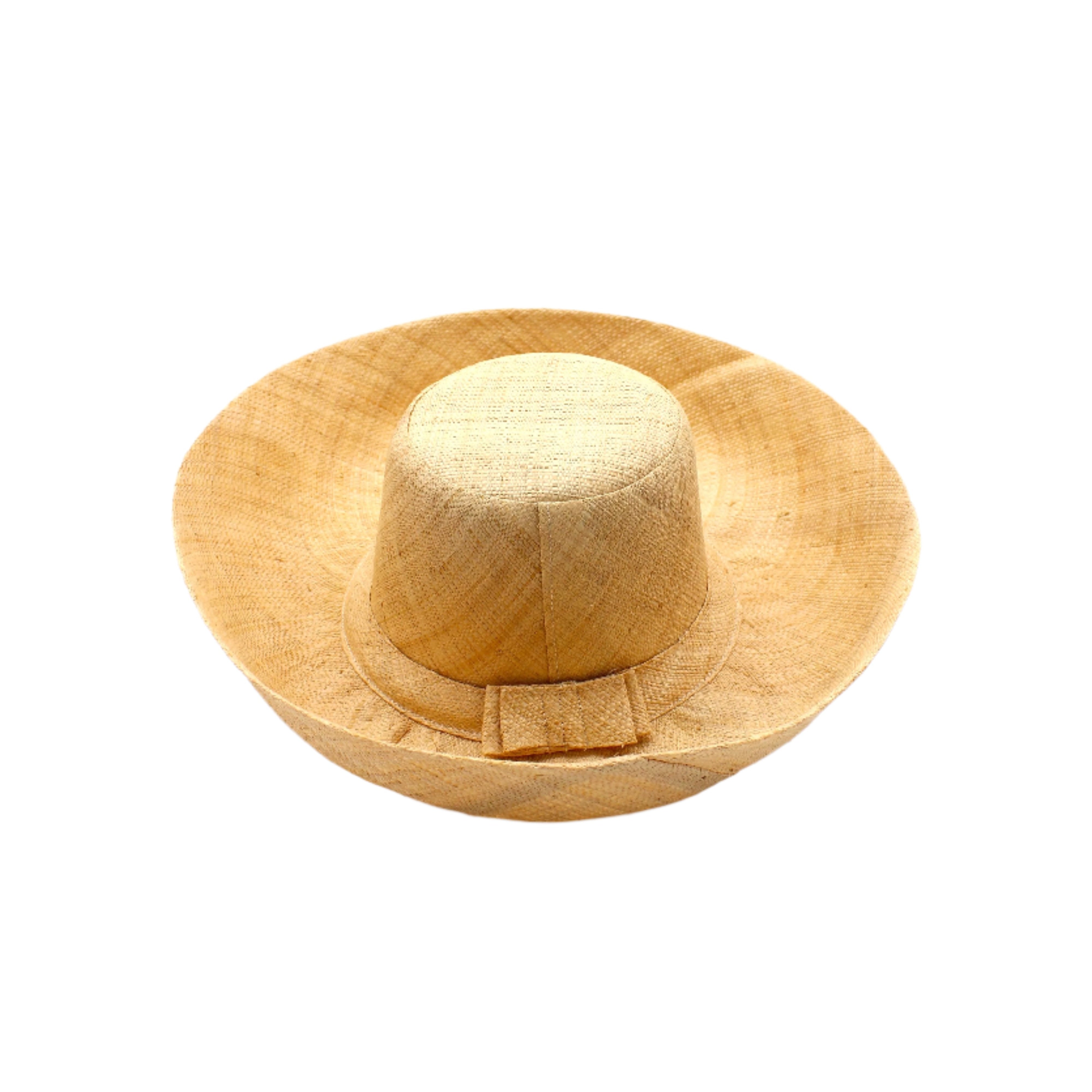Monica 5" & 7" Wide Brim Natural Packable Straw Sun Hat handmade loomed raffia in a solid hue of natural straw color lightweight malleable flexible sun protection hat - Shebobo