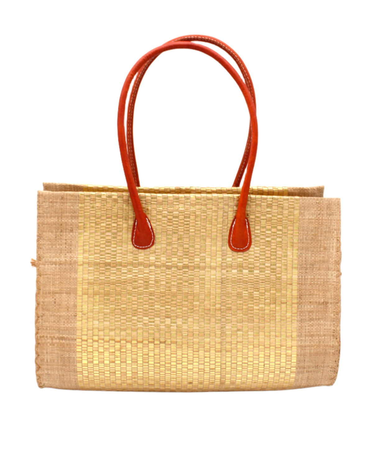 Monte Carlo Wynwood Big Straw Beach Bag with Metallic Detailing Cappuccino Shoulder Bag handmade loomed raffia palm fiber in a solid hue of cappuccino light/brown/beige with incorporated woven in vegan leather gold metallic strands and leather handles purse - Shebobo