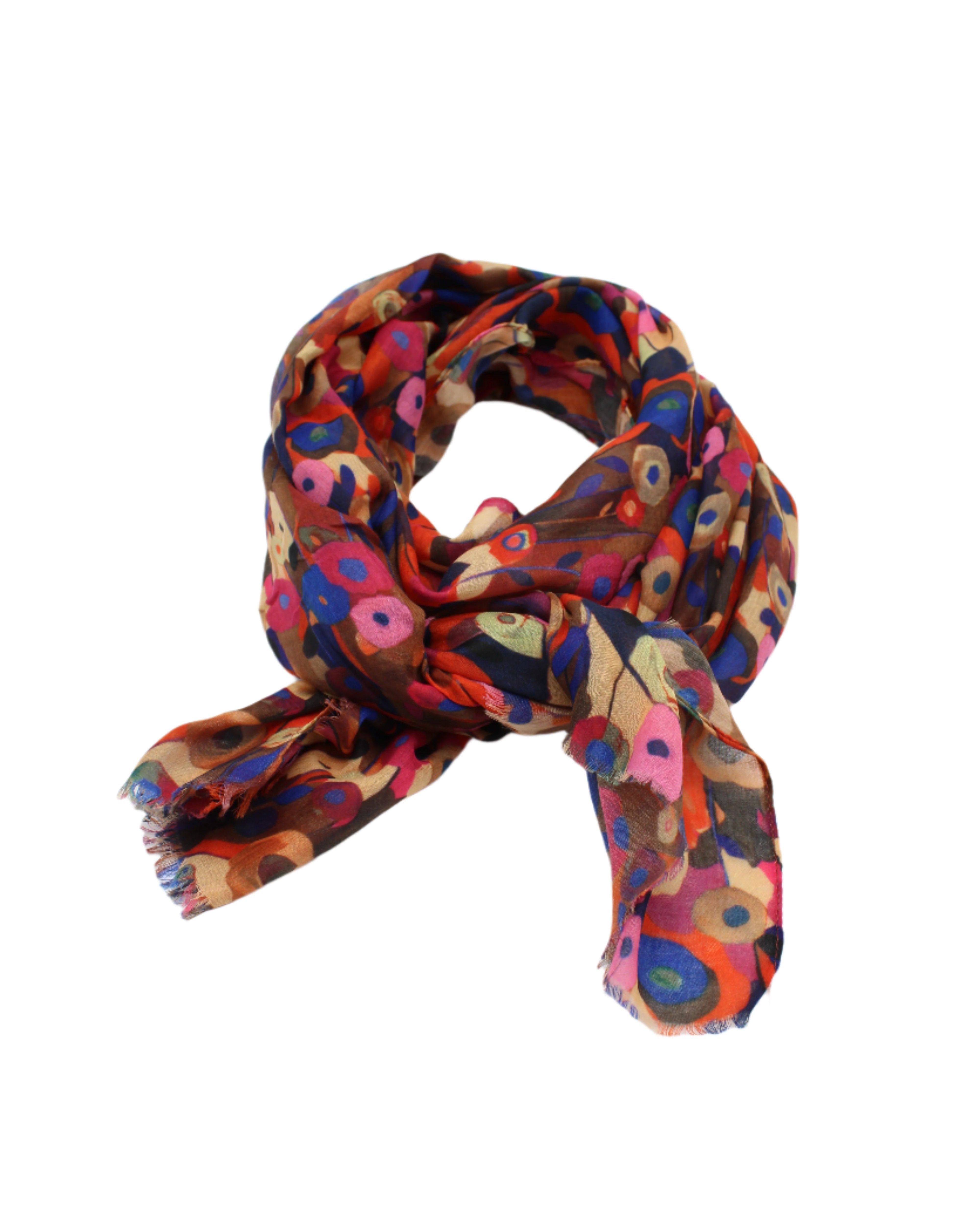 Poppy Dreams Scarf Wrap Fuchsia Pink with multicolored floral patterned scarf - Shebobo