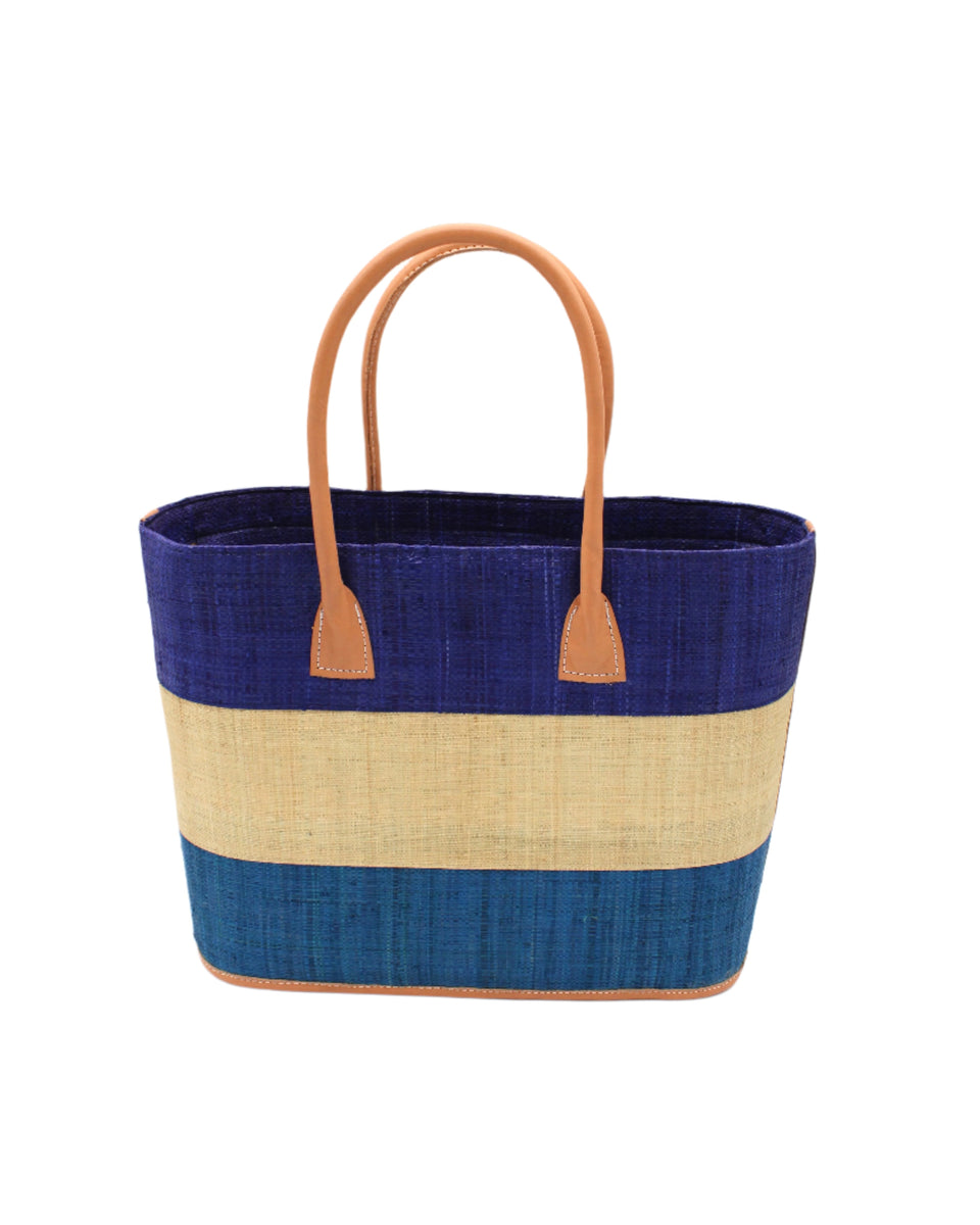 Santorini 3 Tone Color Block Straw Tote Handbag – Shebobo