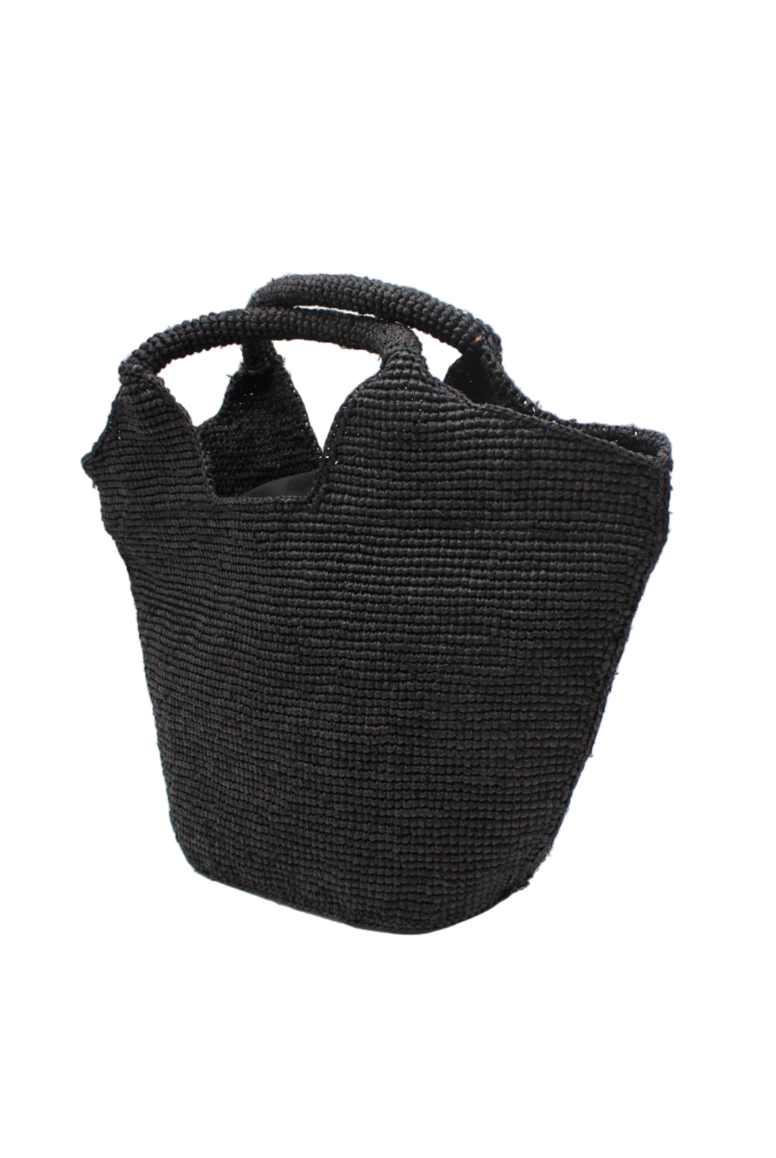 Side view Side view St. Tropez Heart Shaped Crochet Straw Basket Handbag handmade crochet natural raffia palm fiber in a solid hue of Black with a subtle link texture beach bag shoulder bag - Shebobo