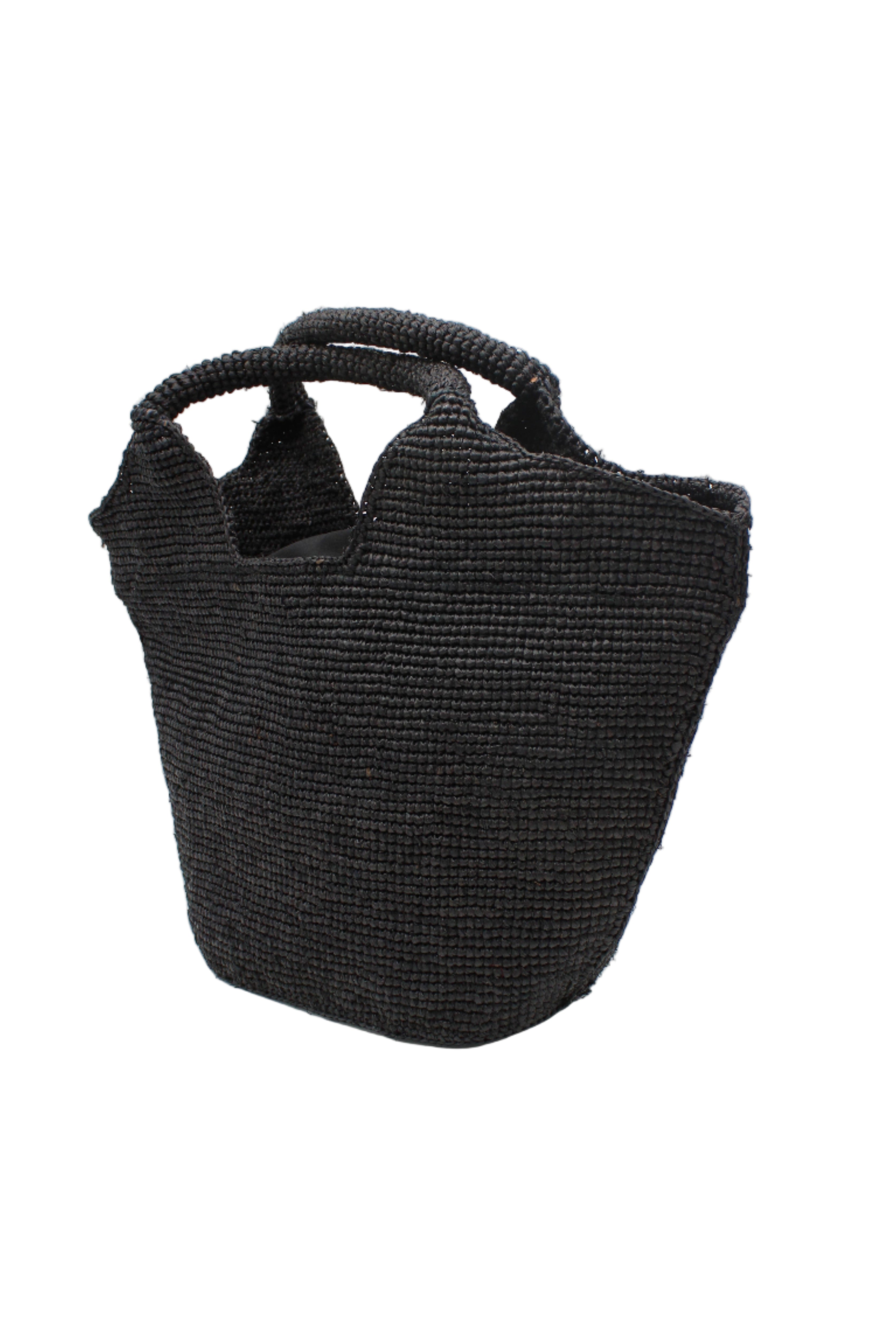 Side view Side view St. Tropez Heart Shaped Crochet Straw Basket Handbag handmade crochet natural raffia palm fiber in a solid hue of Black with a subtle link texture beach bag shoulder bag - Shebobo