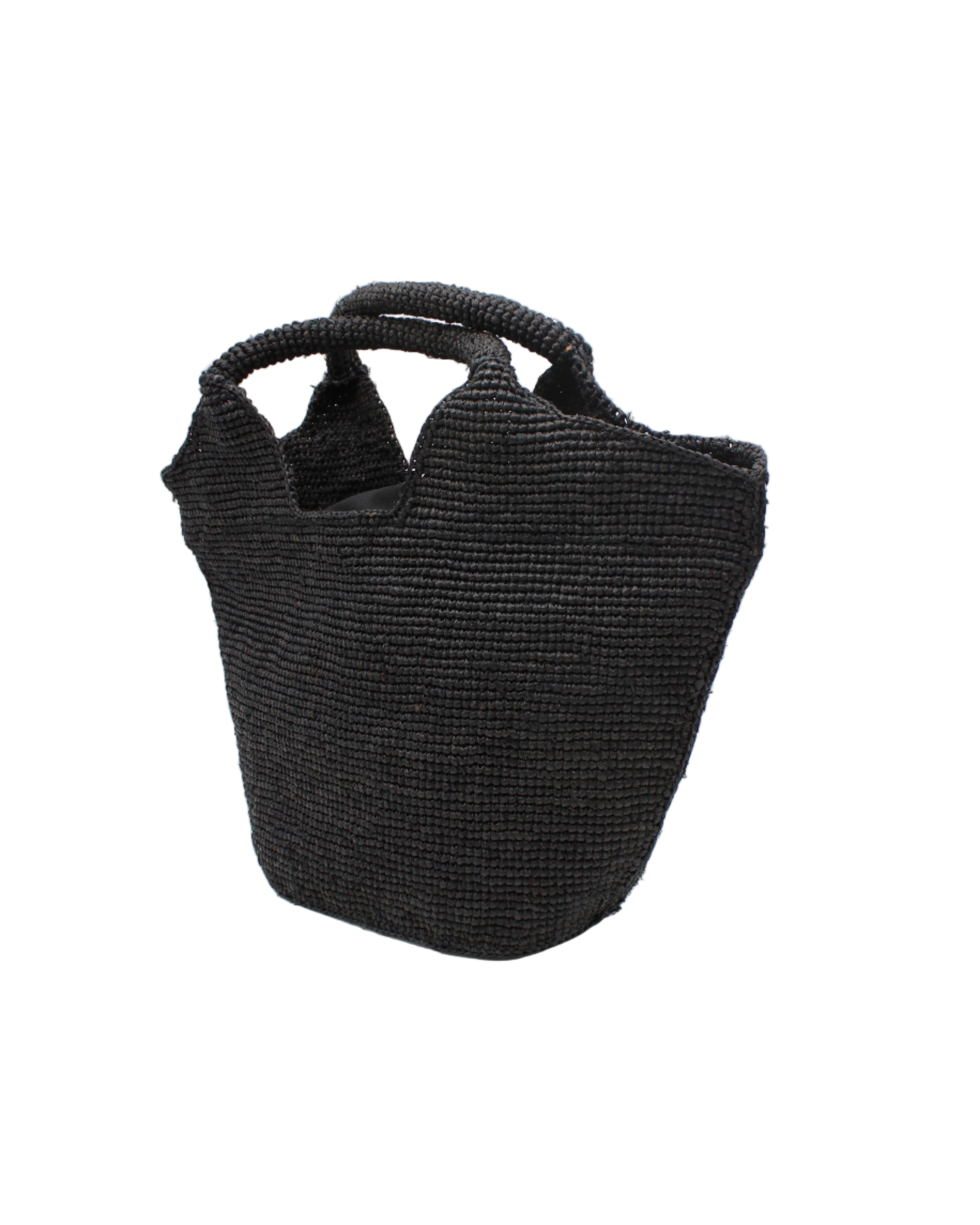 Side view Side view St. Tropez Heart Shaped Crochet Straw Basket Handbag handmade crochet natural raffia palm fiber in a solid hue of Black with a subtle link texture beach bag shoulder bag - Shebobo